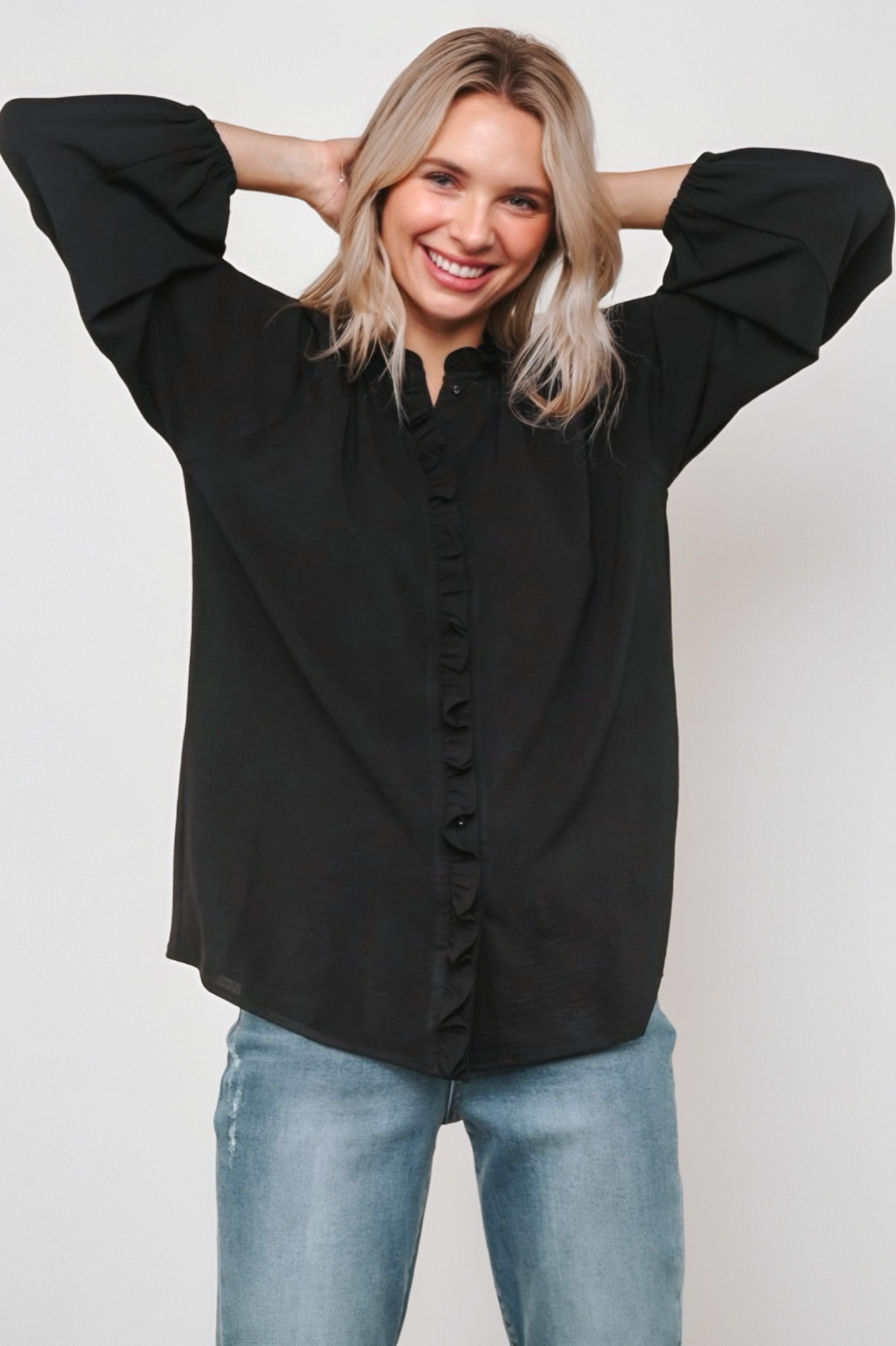 Effortlessly Edgy Button Down Blouse