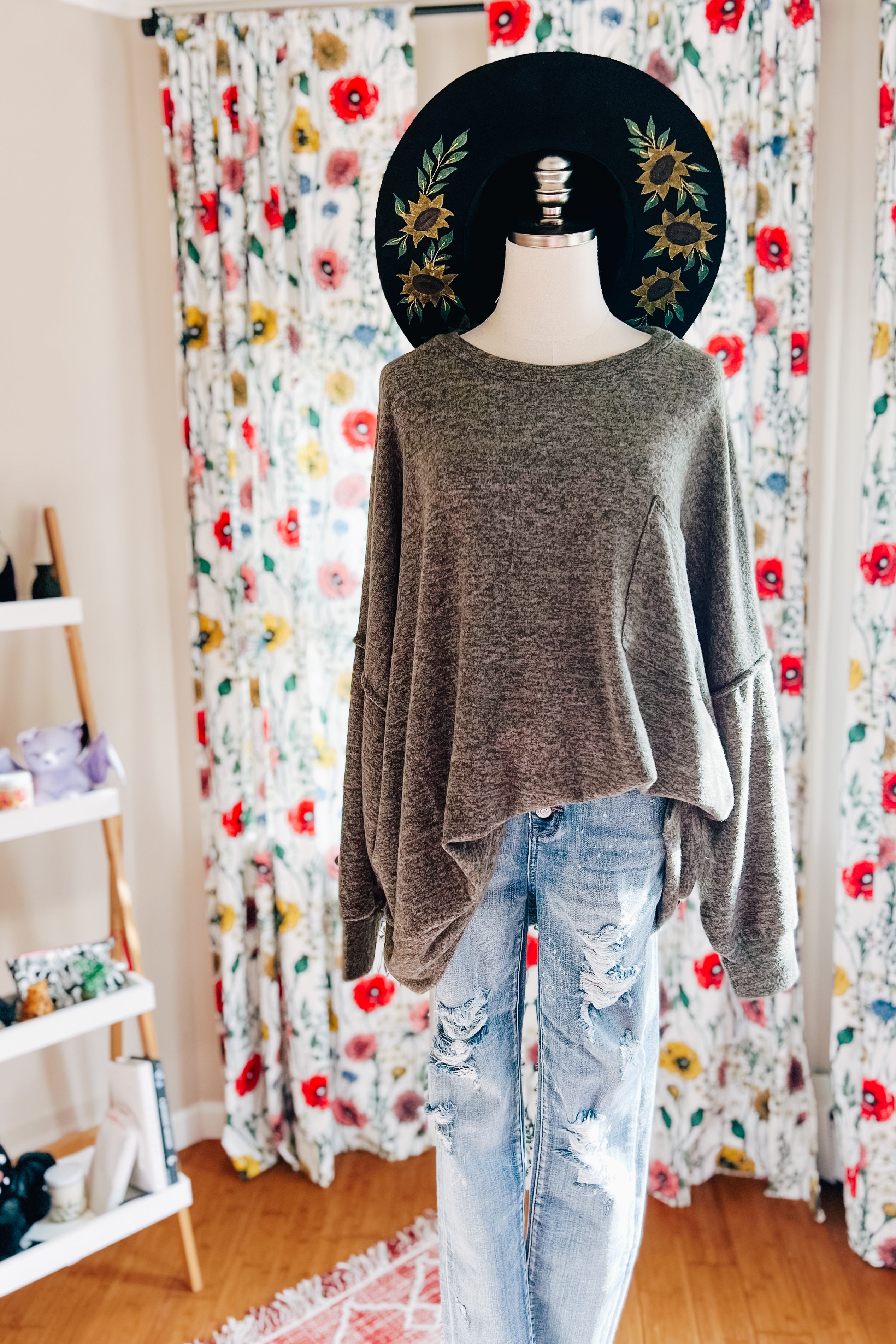 Stay Awhile Melange Sweater • Army Green