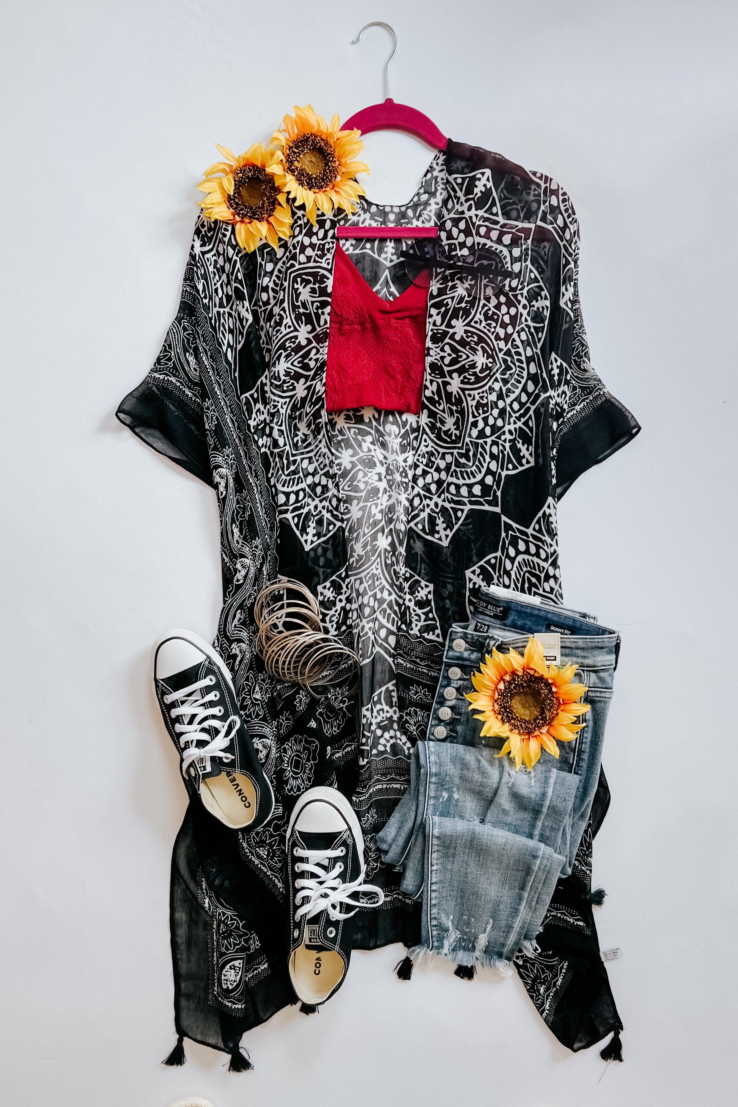Took My Love Tassel Kimono • Black - Atomic Wildflower