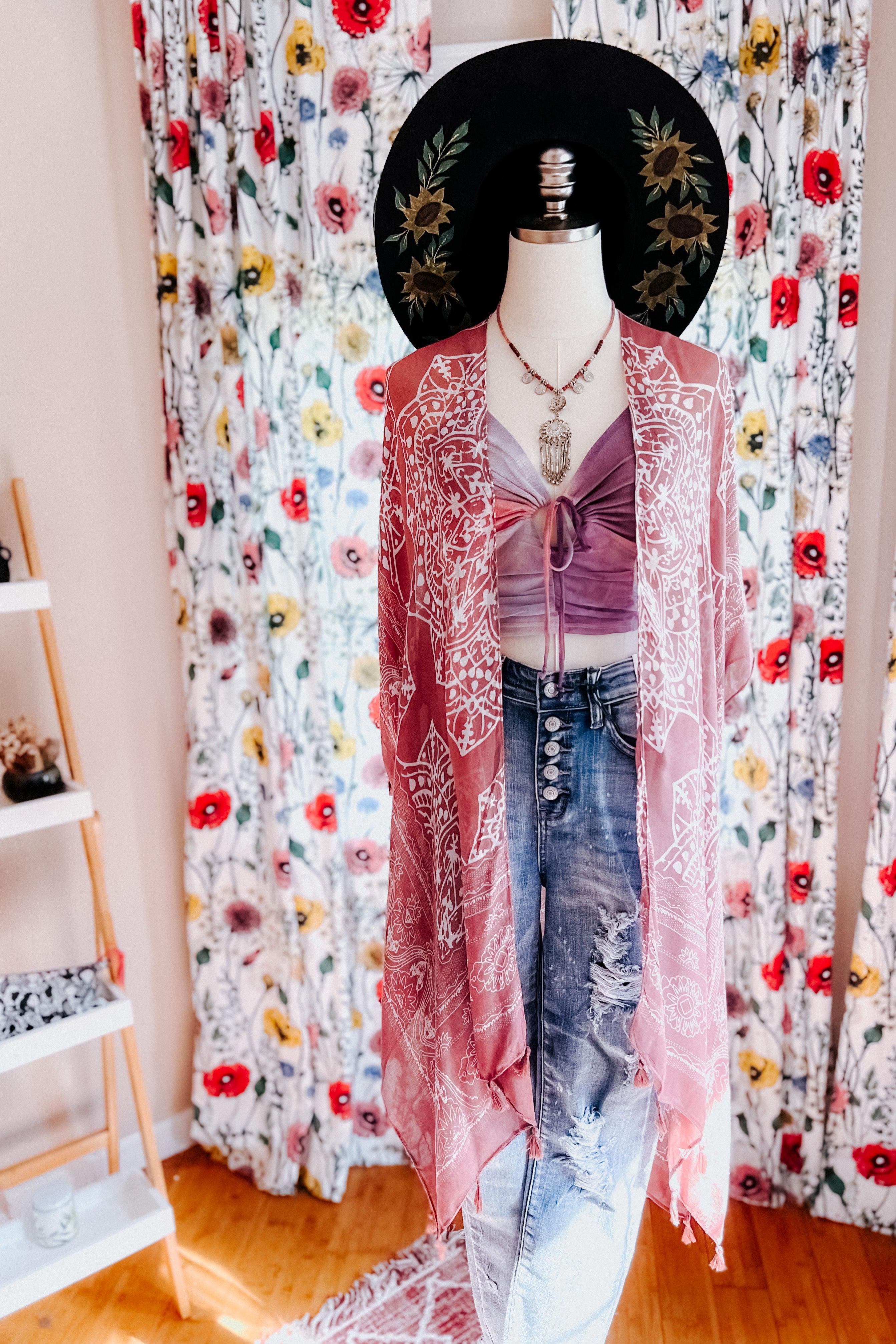 Took My Love Tassel Kimono • Rose - Atomic Wildflower