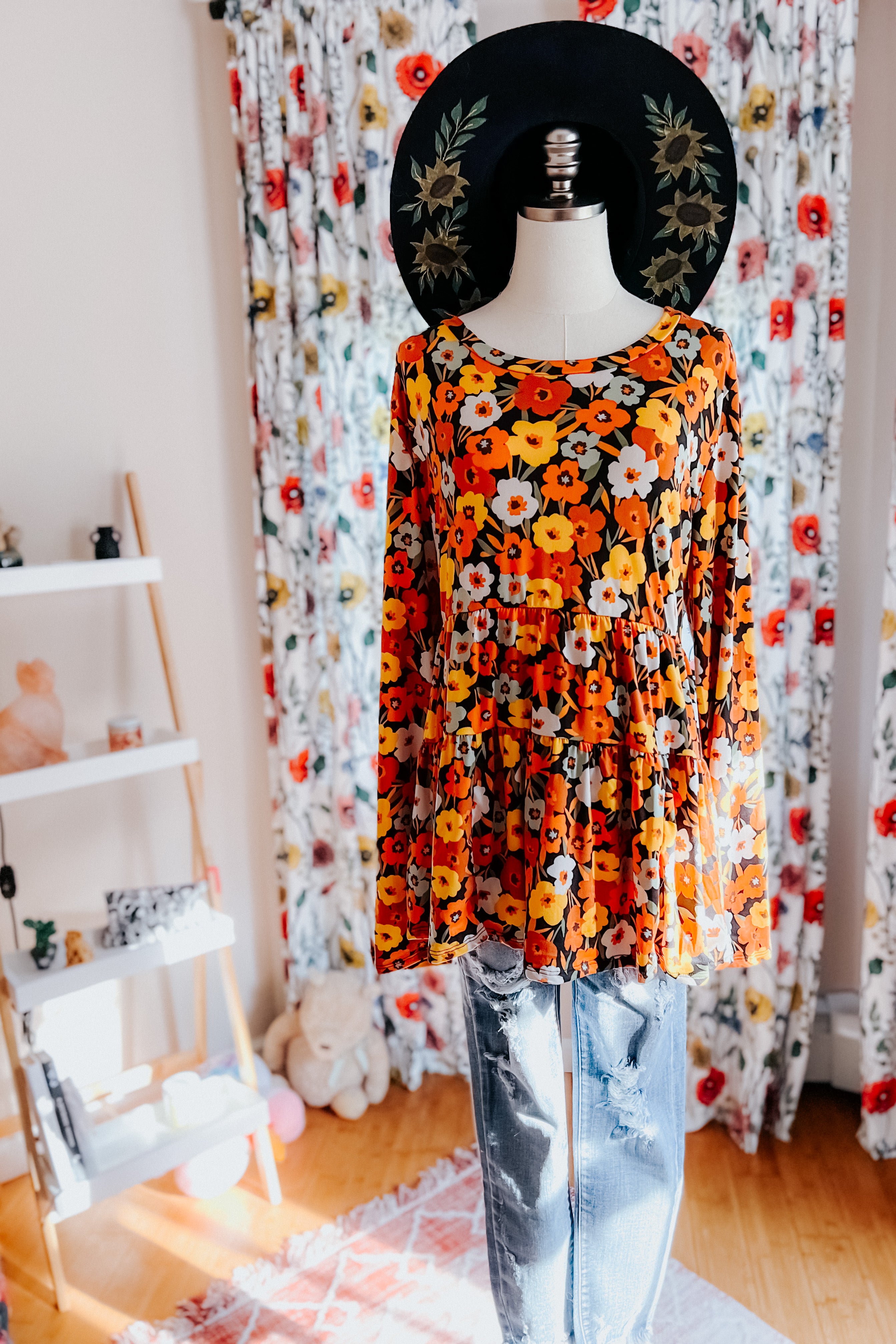 Nostalgic Floral Tiered Babydoll Top