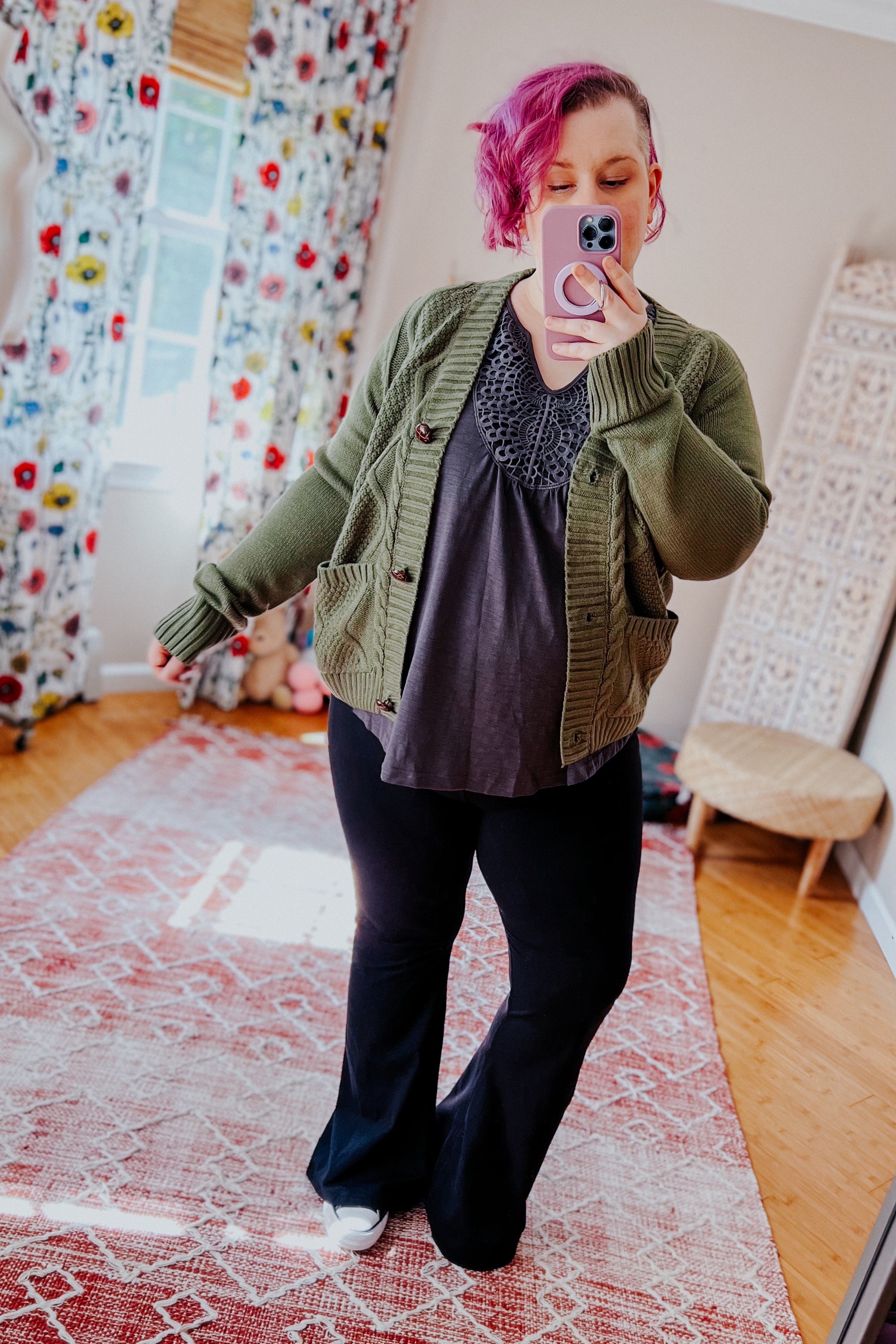 Climbing Vine Cable Knit Cardigan • Green