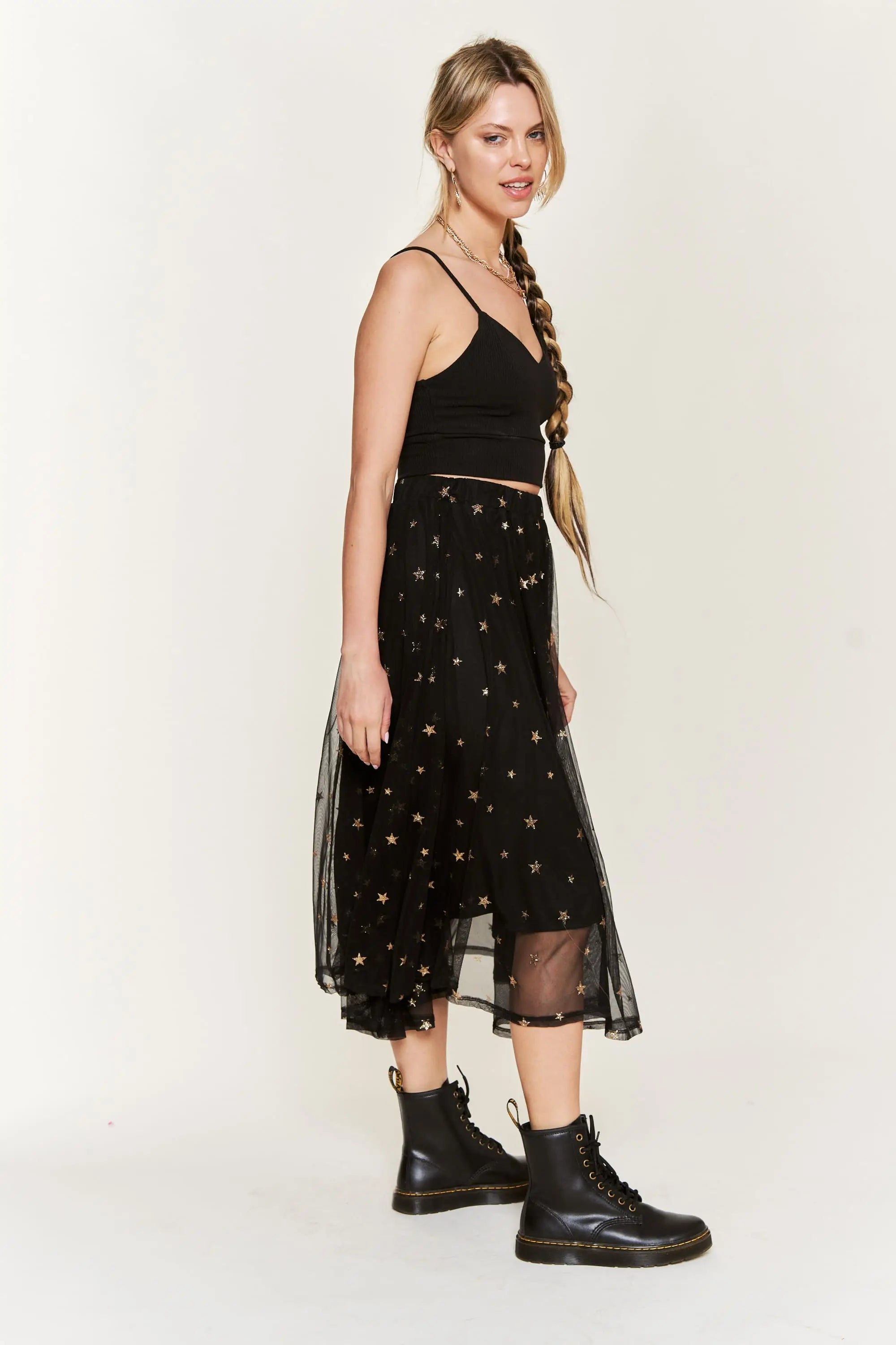 Star Crossed Chiffon Midi Skirt - Atomic Wildflower