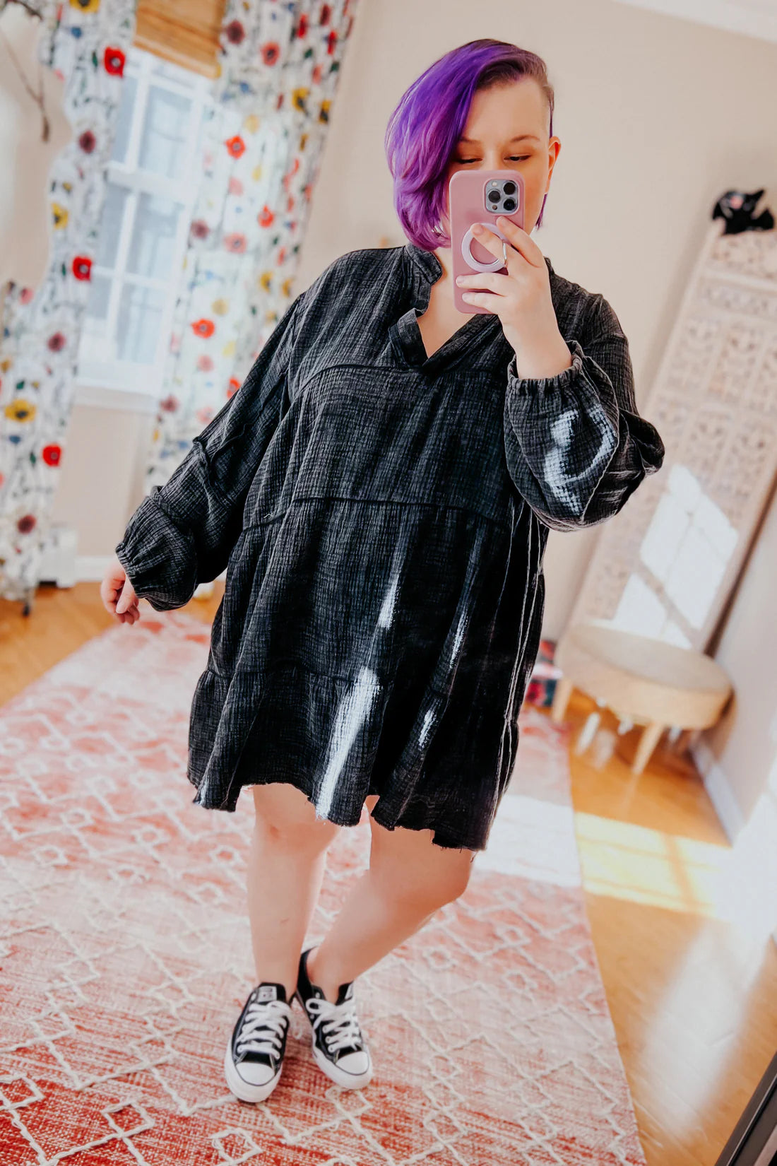 Borrowed Time Mineral Wash V-Neck Dress