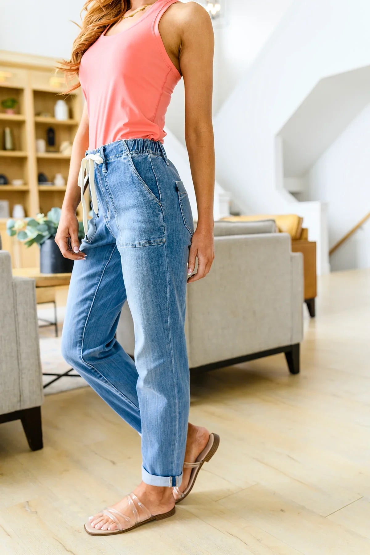 Payton Pull On Denim Joggers - Atomic Wildflower