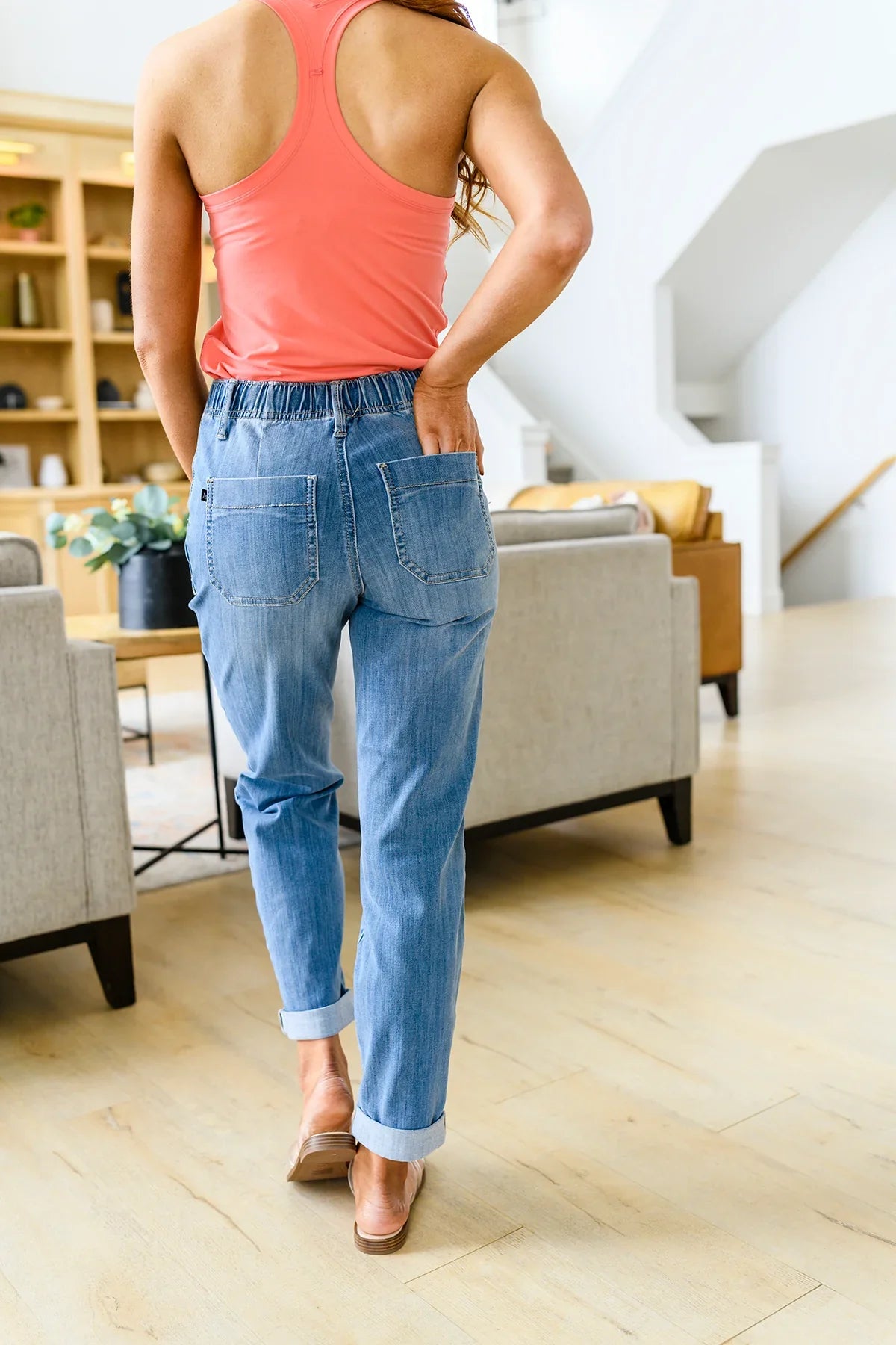 Payton Pull On Denim Joggers - Atomic Wildflower
