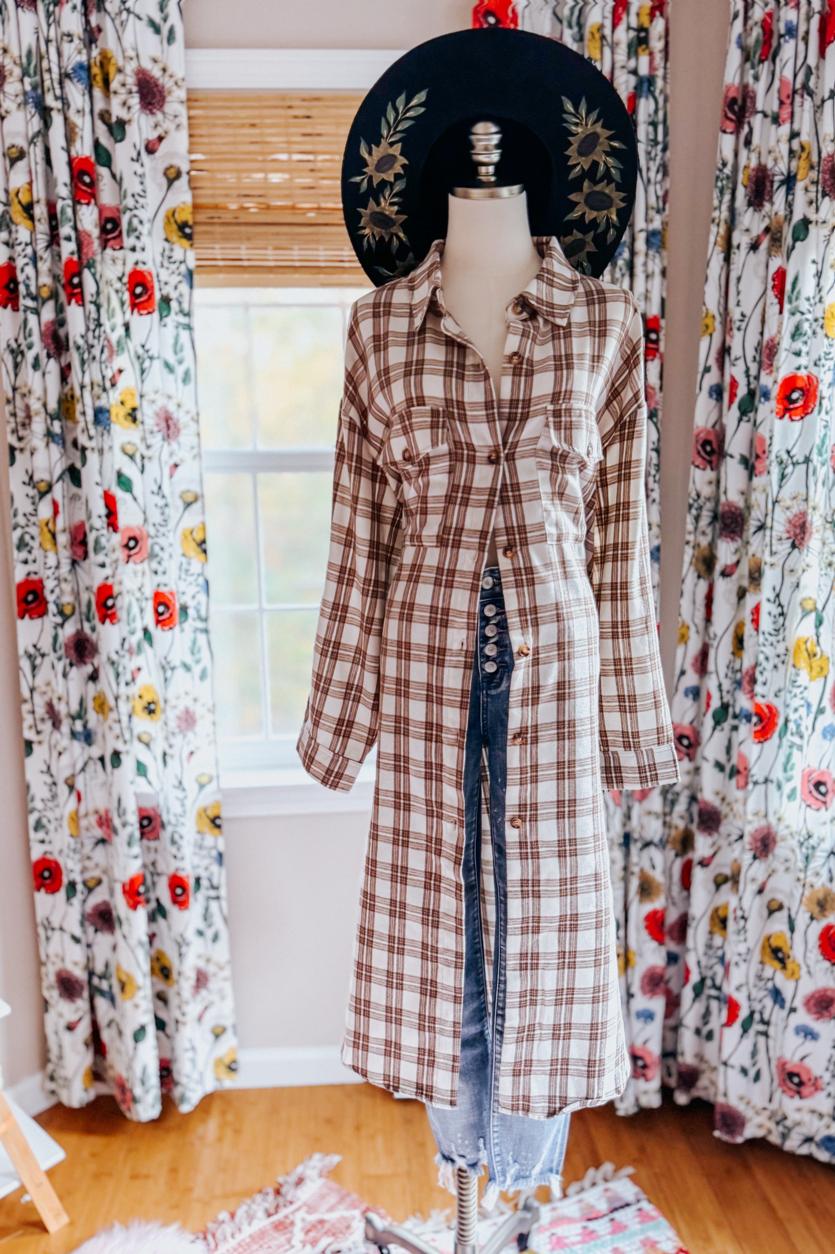 Playful in Plaid Button Down Cardigan Top • Mocha
