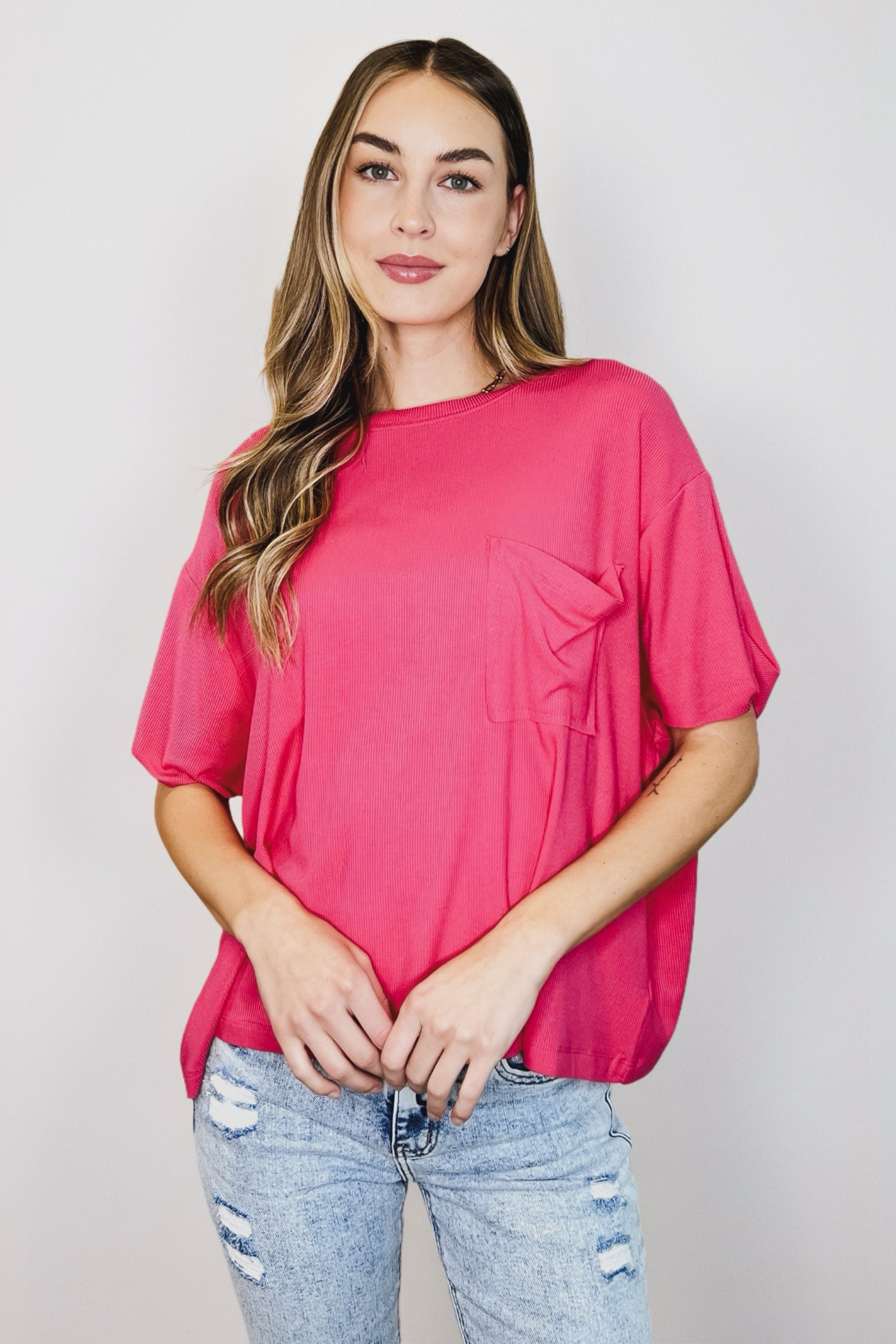Bare Necessitee Relaxed Tee • Hot Pink