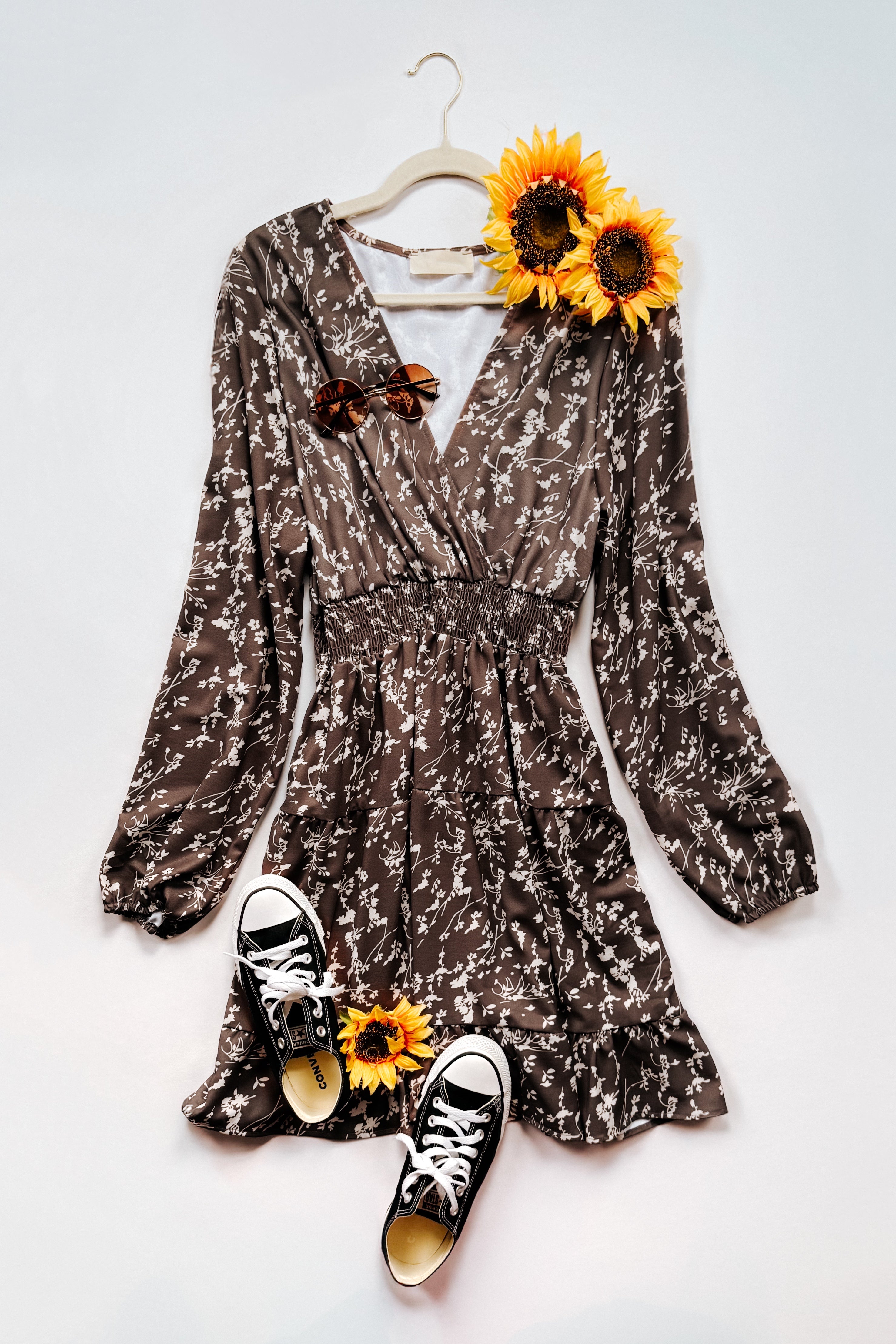 Cocoa Blossom Smocked Waist Dress