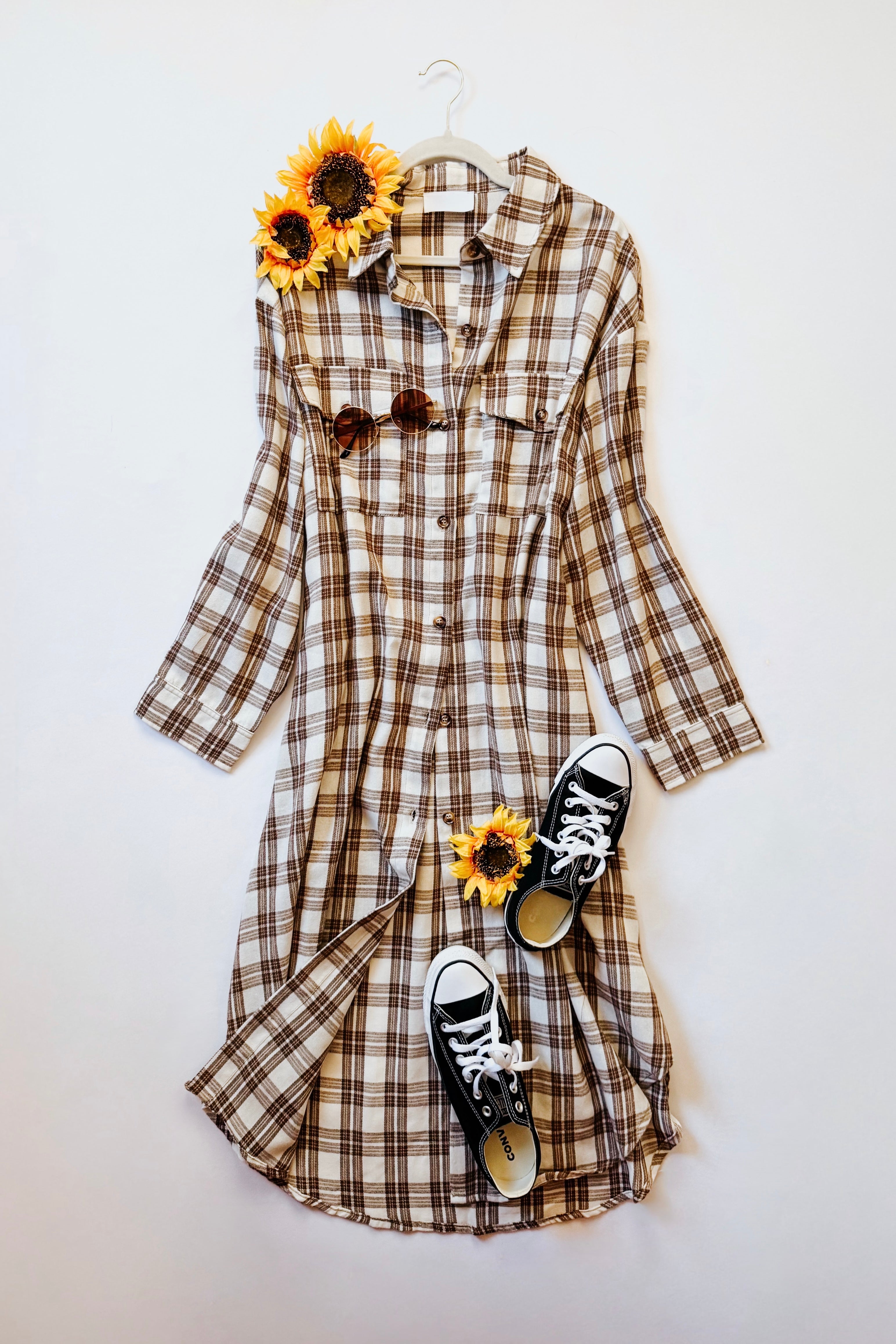 Playful in Plaid Button Down Cardigan Top • Mocha