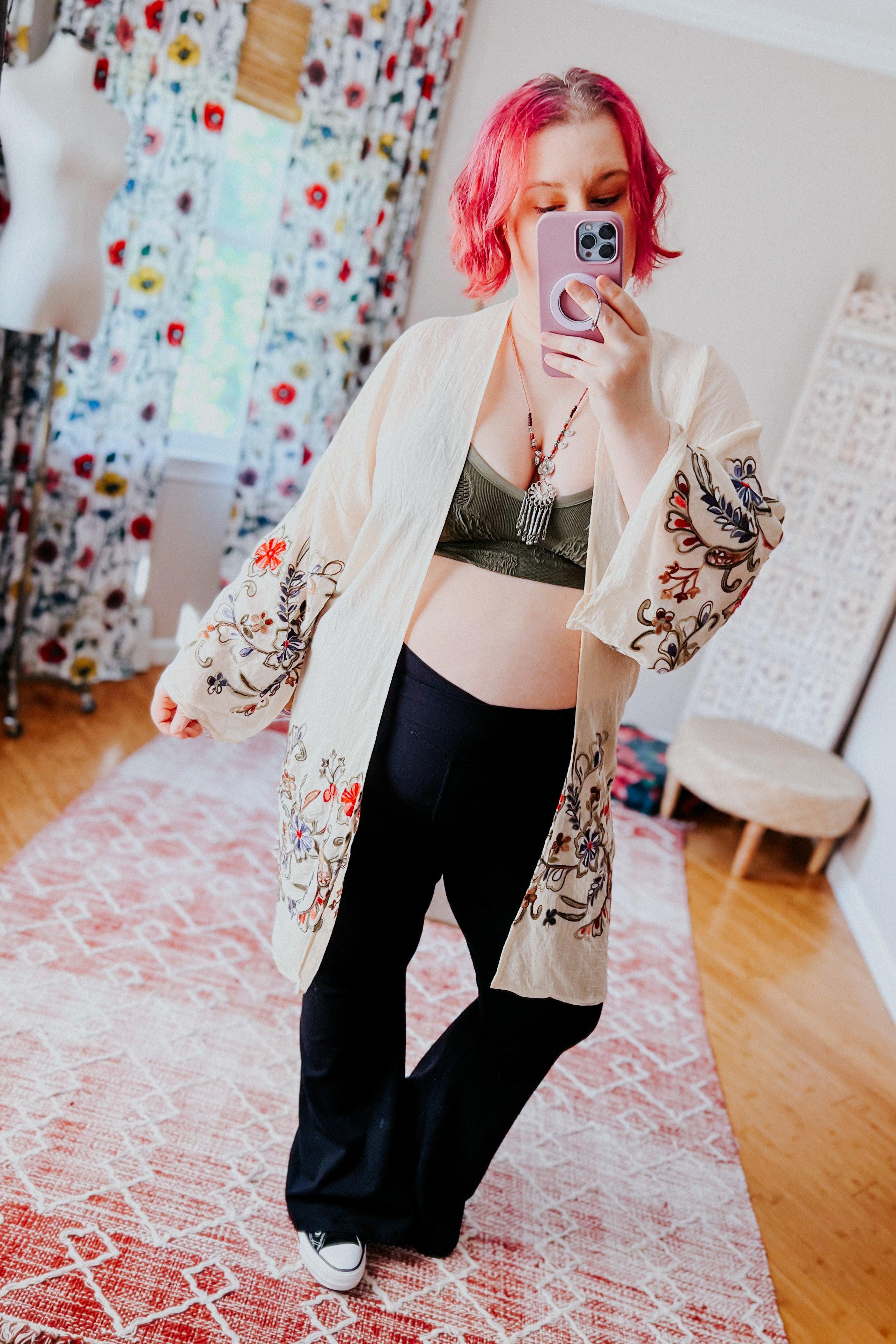 In The Meadow Embroidered Kimono • Cream - Atomic Wildflower