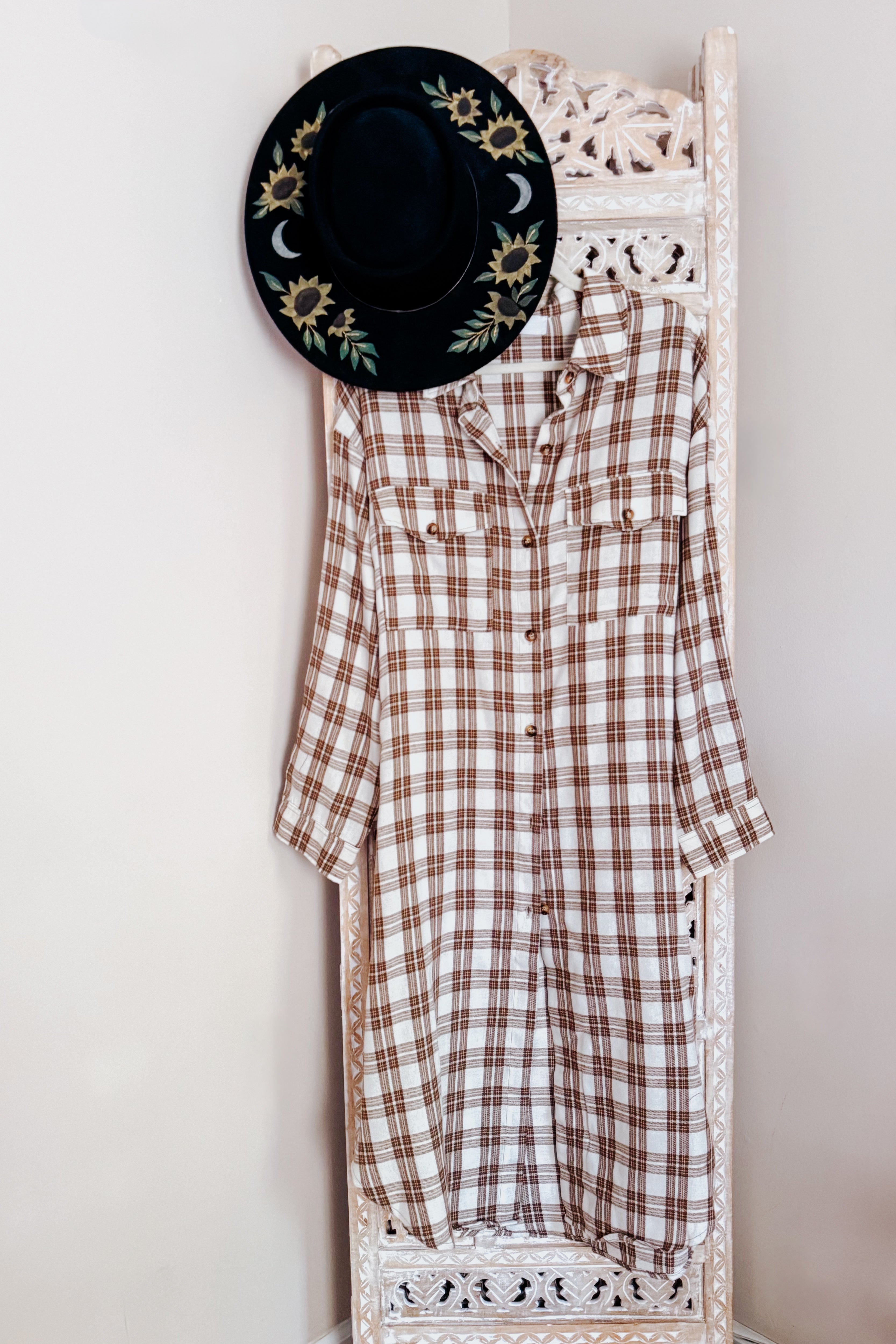 Playful in Plaid Button Down Cardigan Top • Mocha