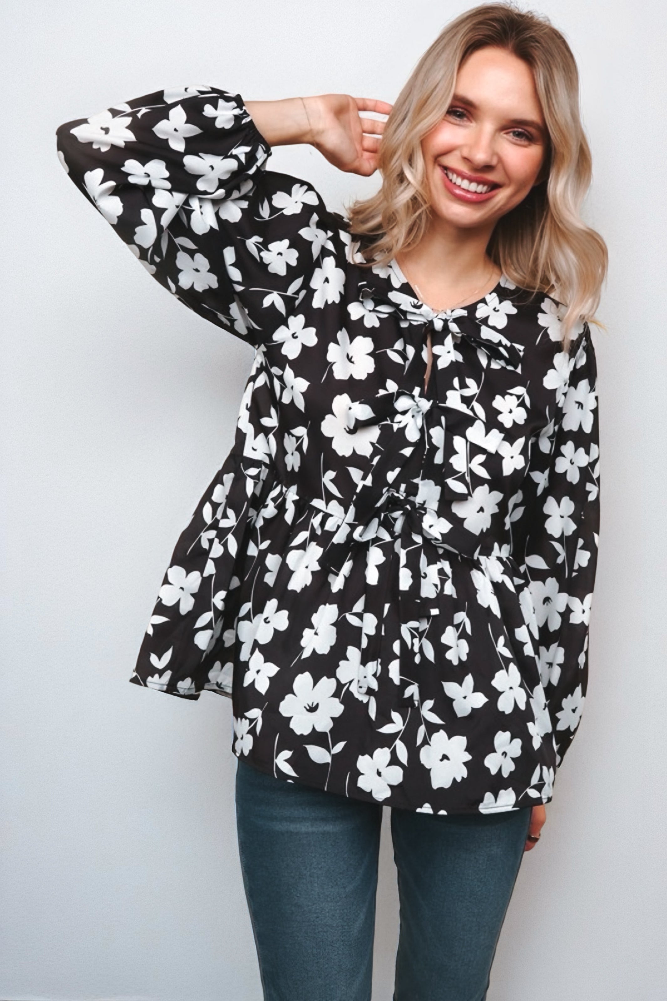 Fleur with Flair Double Bow Babydoll Top