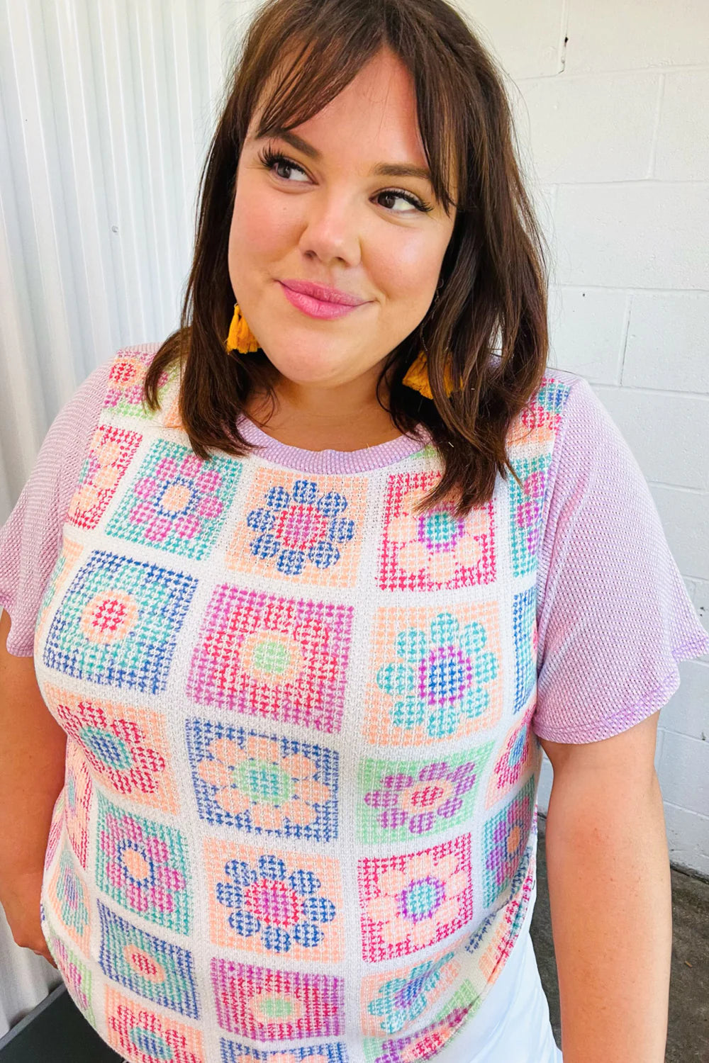 Sophie Flower Power Color Block Top - Atomic Wildflower
