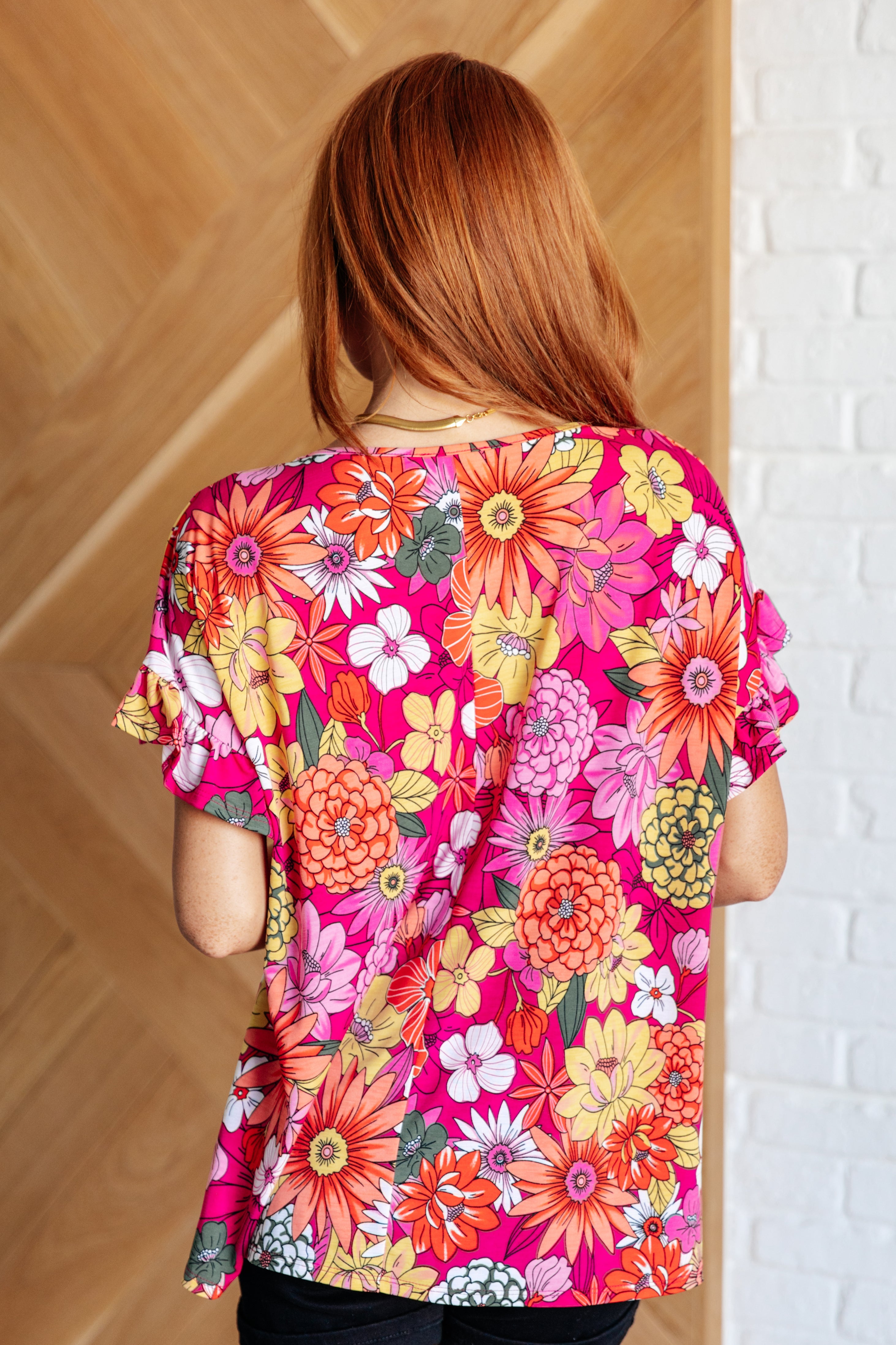 Flit About Floral Top • Pink