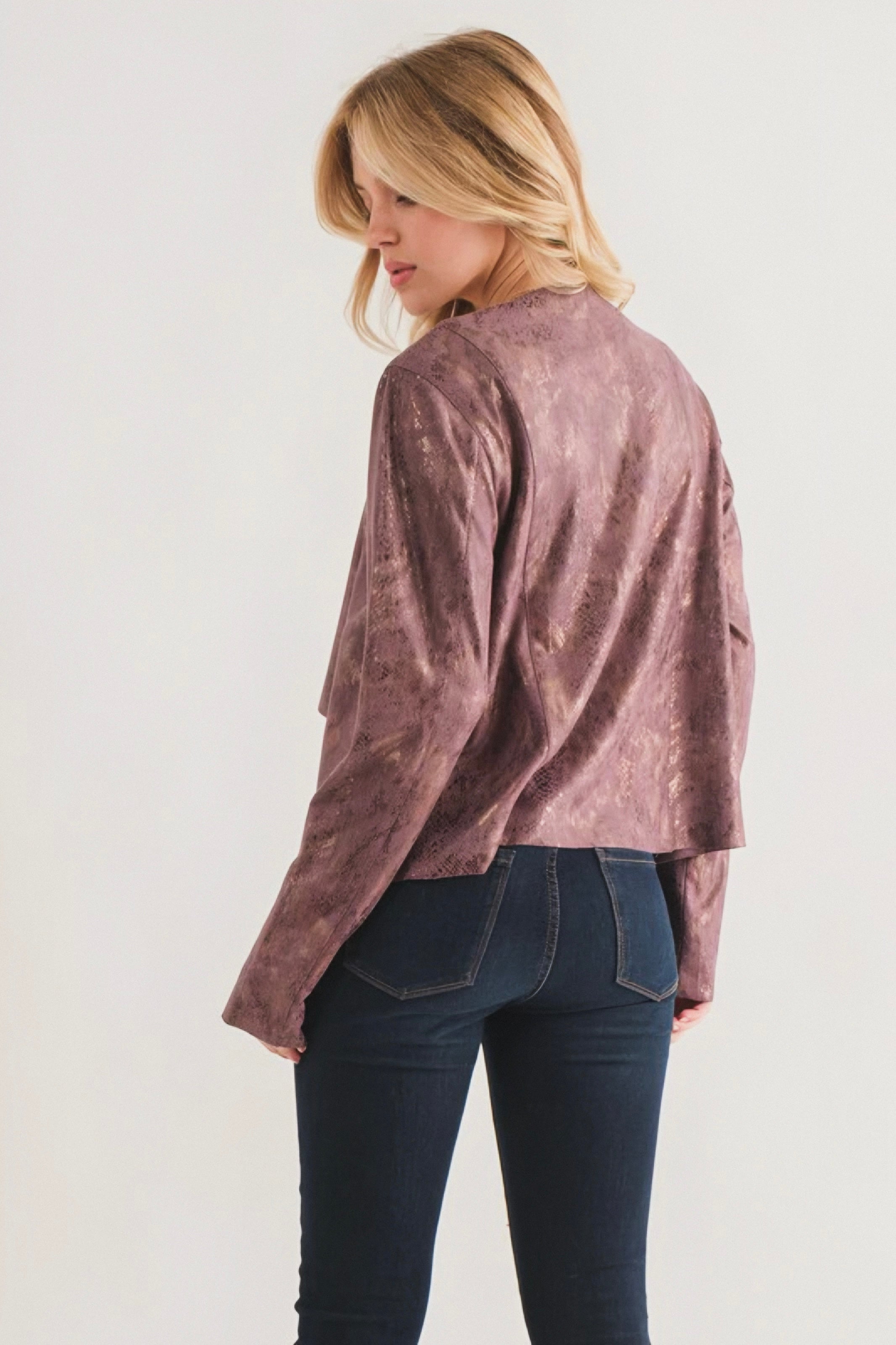 Plum Luxe Faux Suede Cardigan