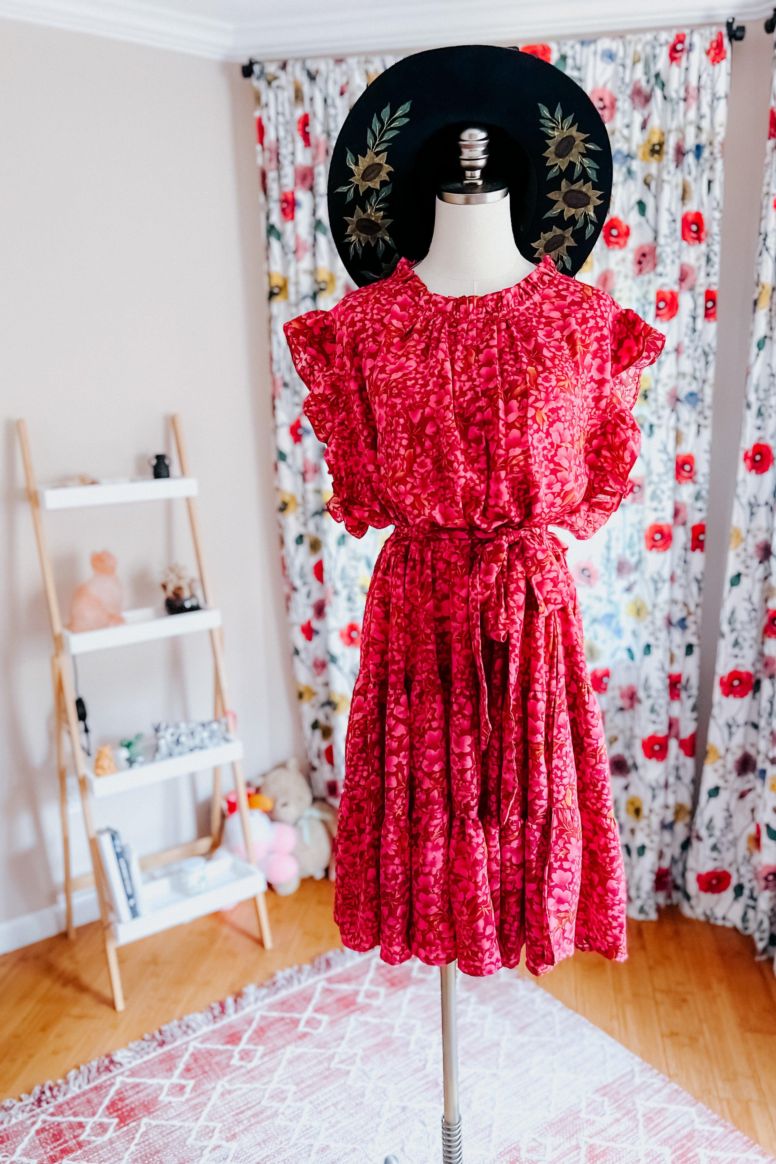 Dawn Floral Ruffle Frill Dress - Atomic Wildflower