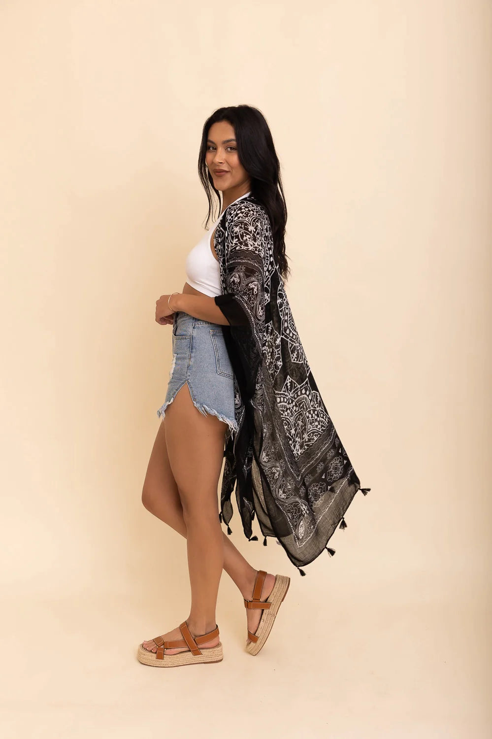 Took My Love Tassel Kimono • Black - Atomic Wildflower