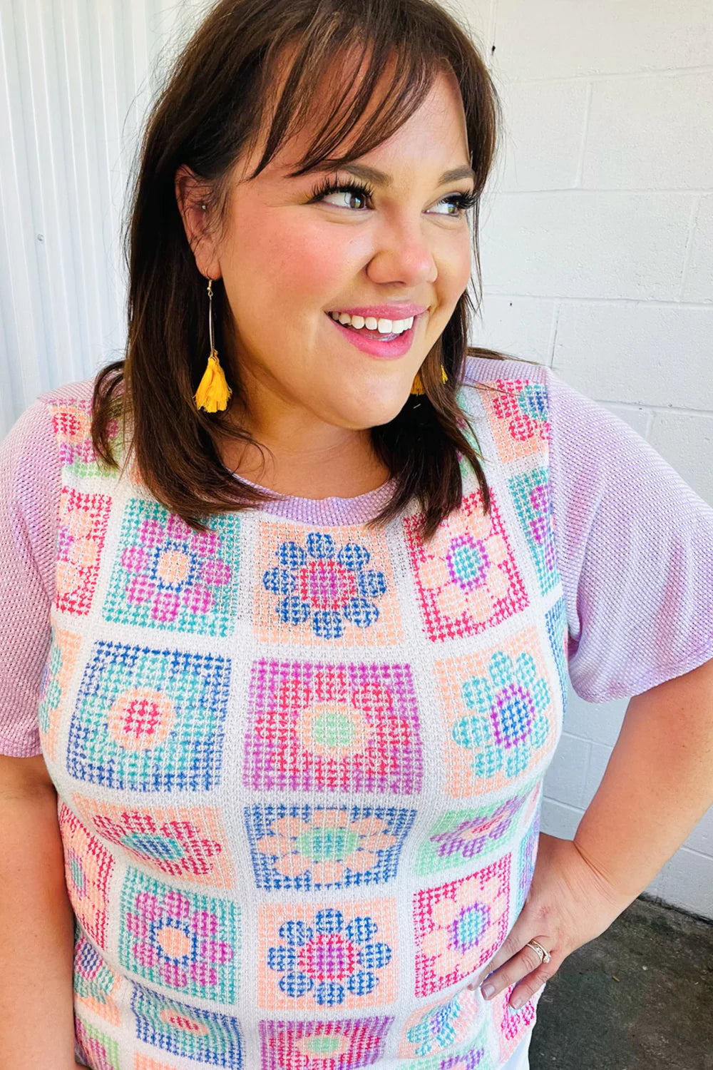 Sophie Flower Power Color Block Top - Atomic Wildflower