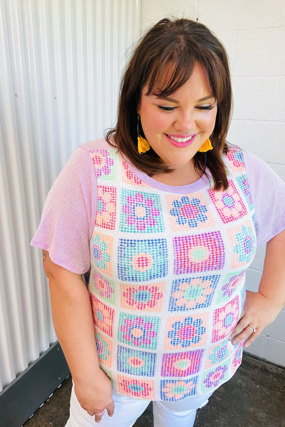 Sophie Flower Power Color Block Top - Atomic Wildflower