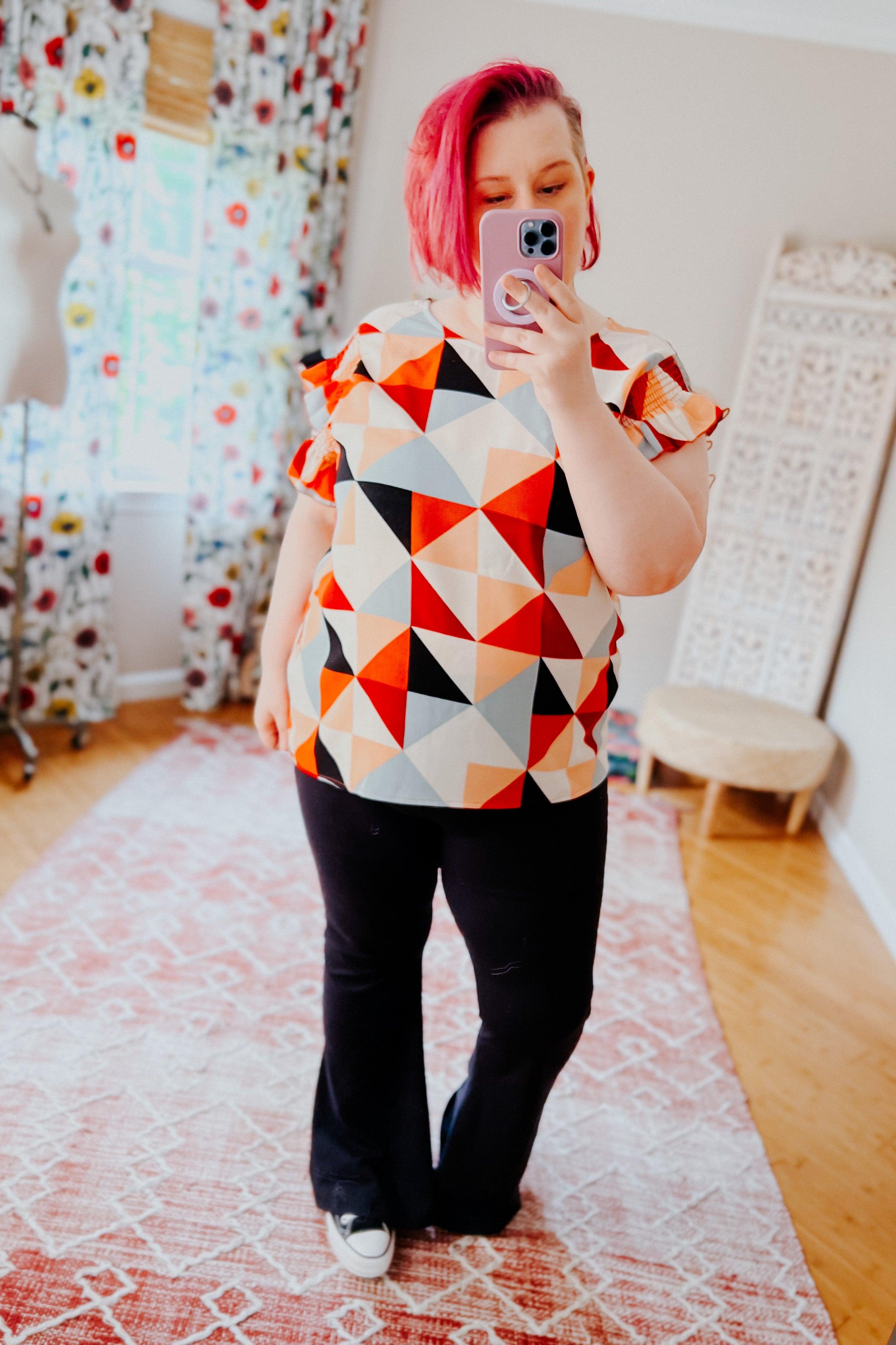Make You Happy Frill Sleeve Top - Atomic Wildflower