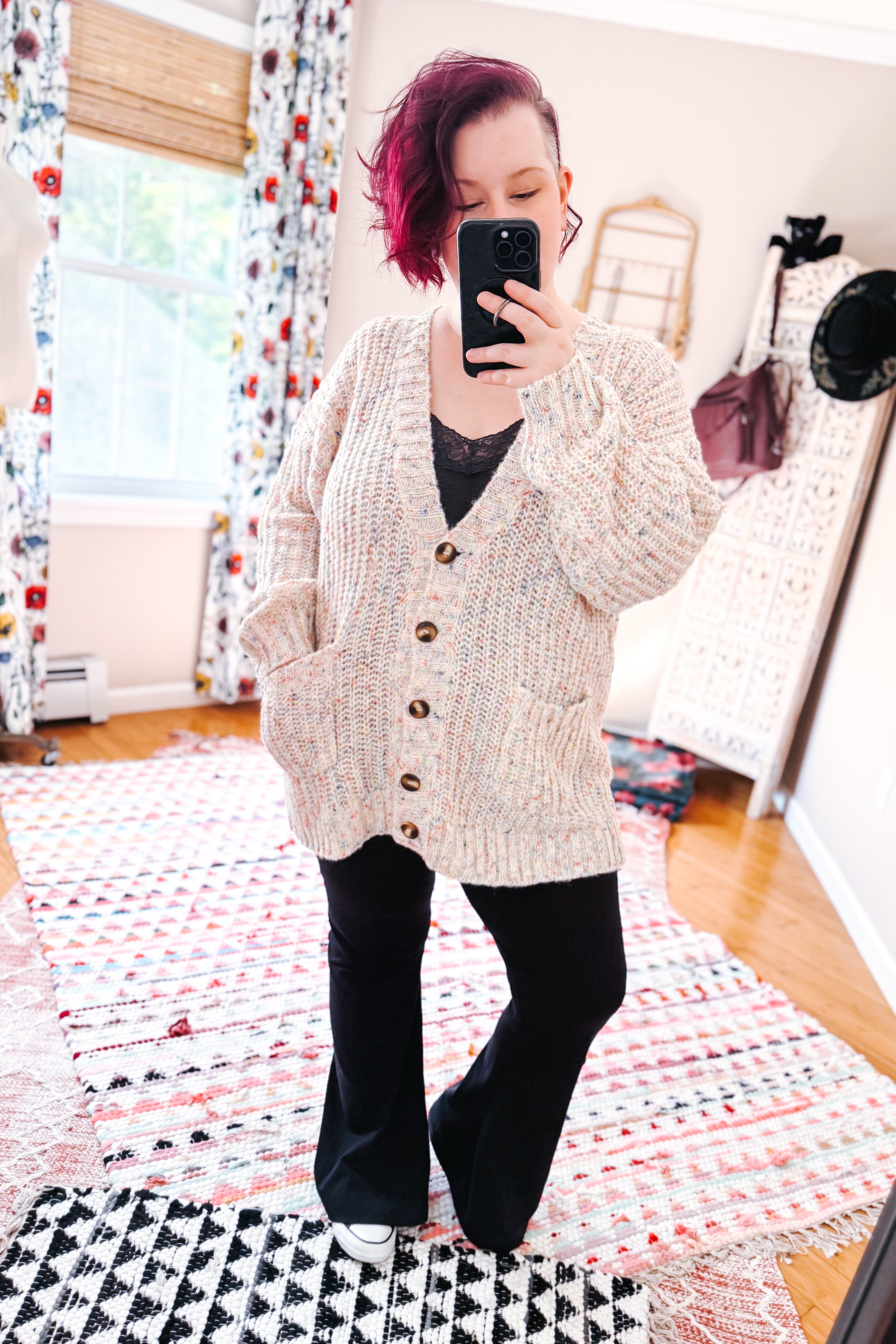 Cozy in Confetti Pocketed Button Cardigan