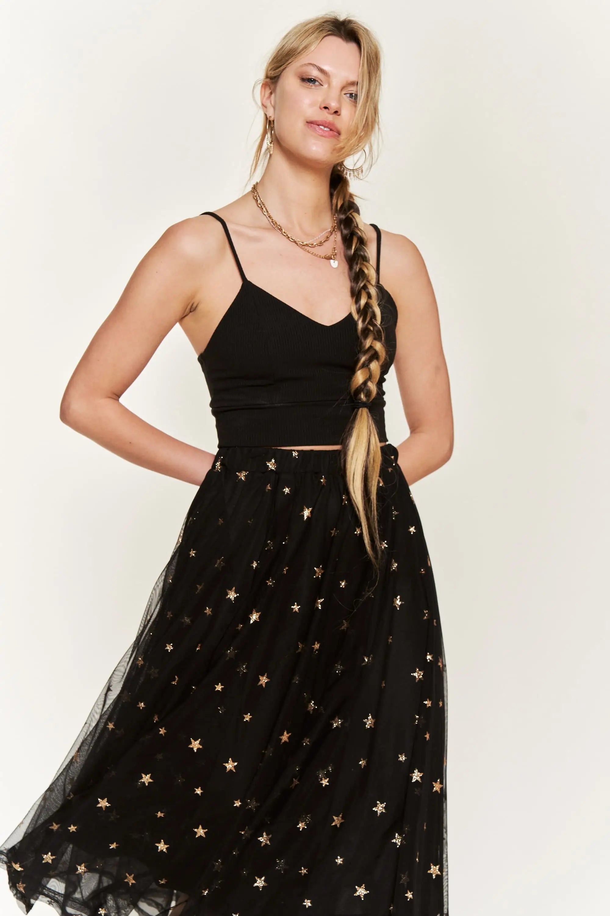 Star Crossed Chiffon Midi Skirt - Atomic Wildflower