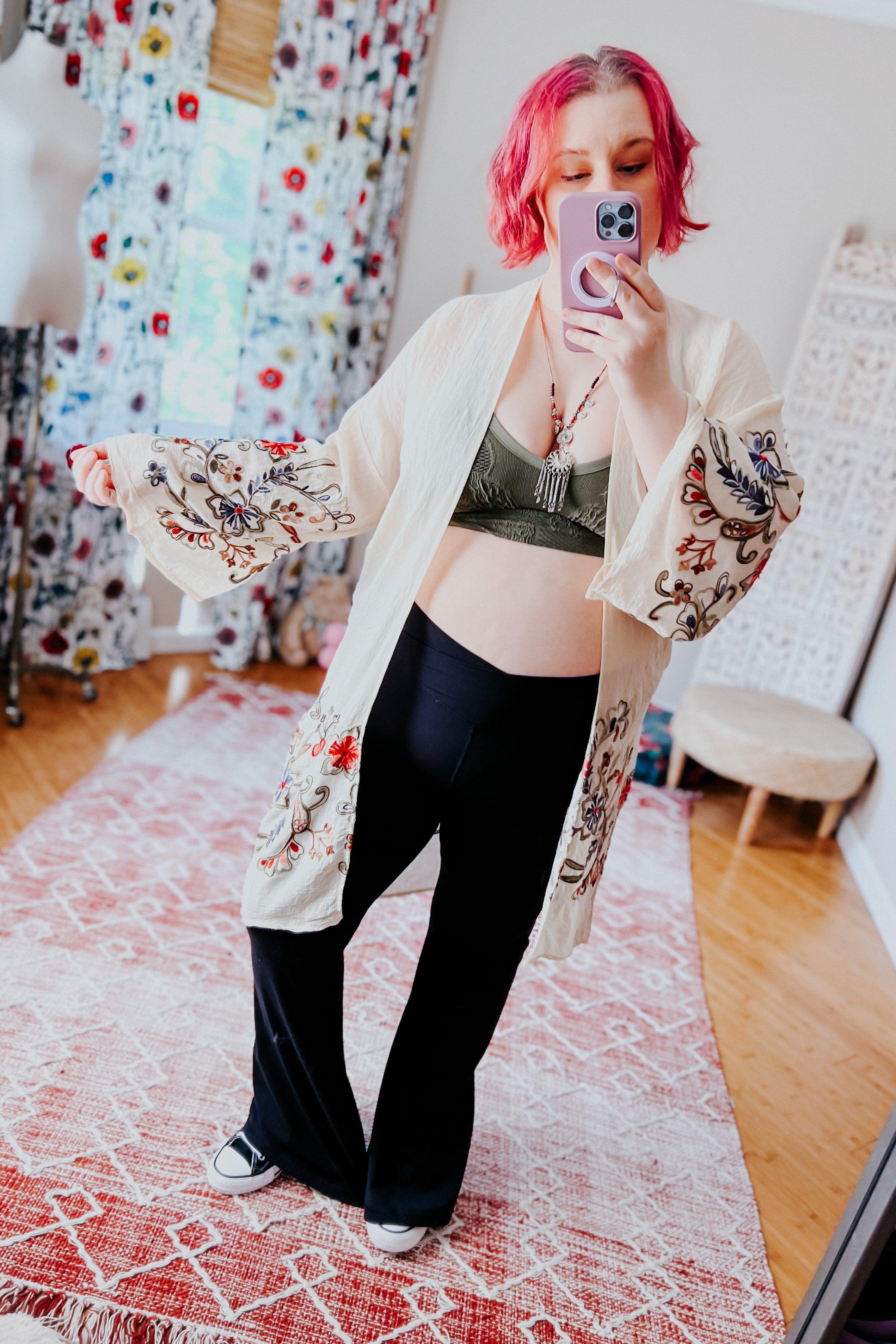 In The Meadow Embroidered Kimono • Cream - Atomic Wildflower