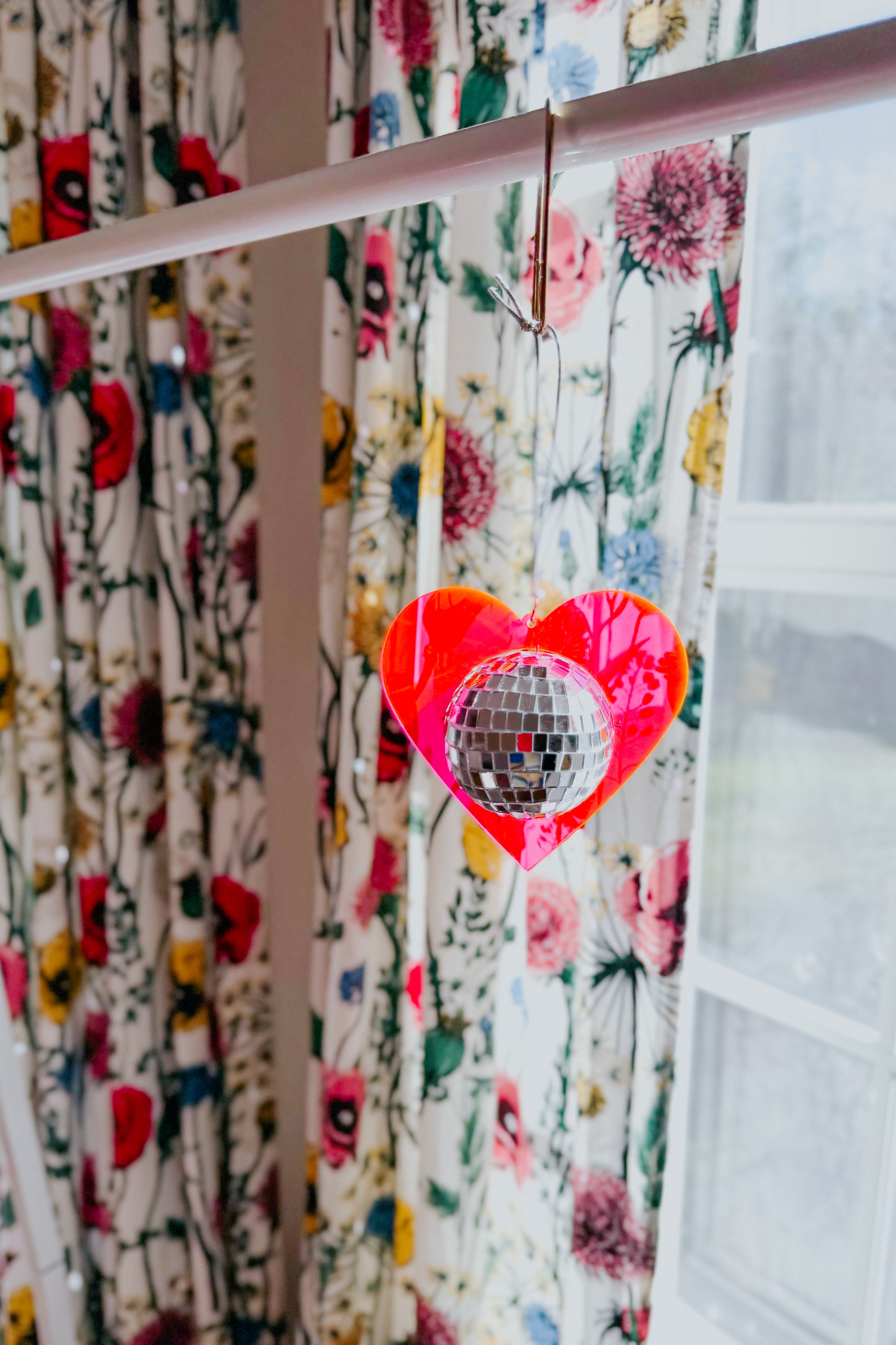 Hanging Mini Disco Heart Sun Catcher