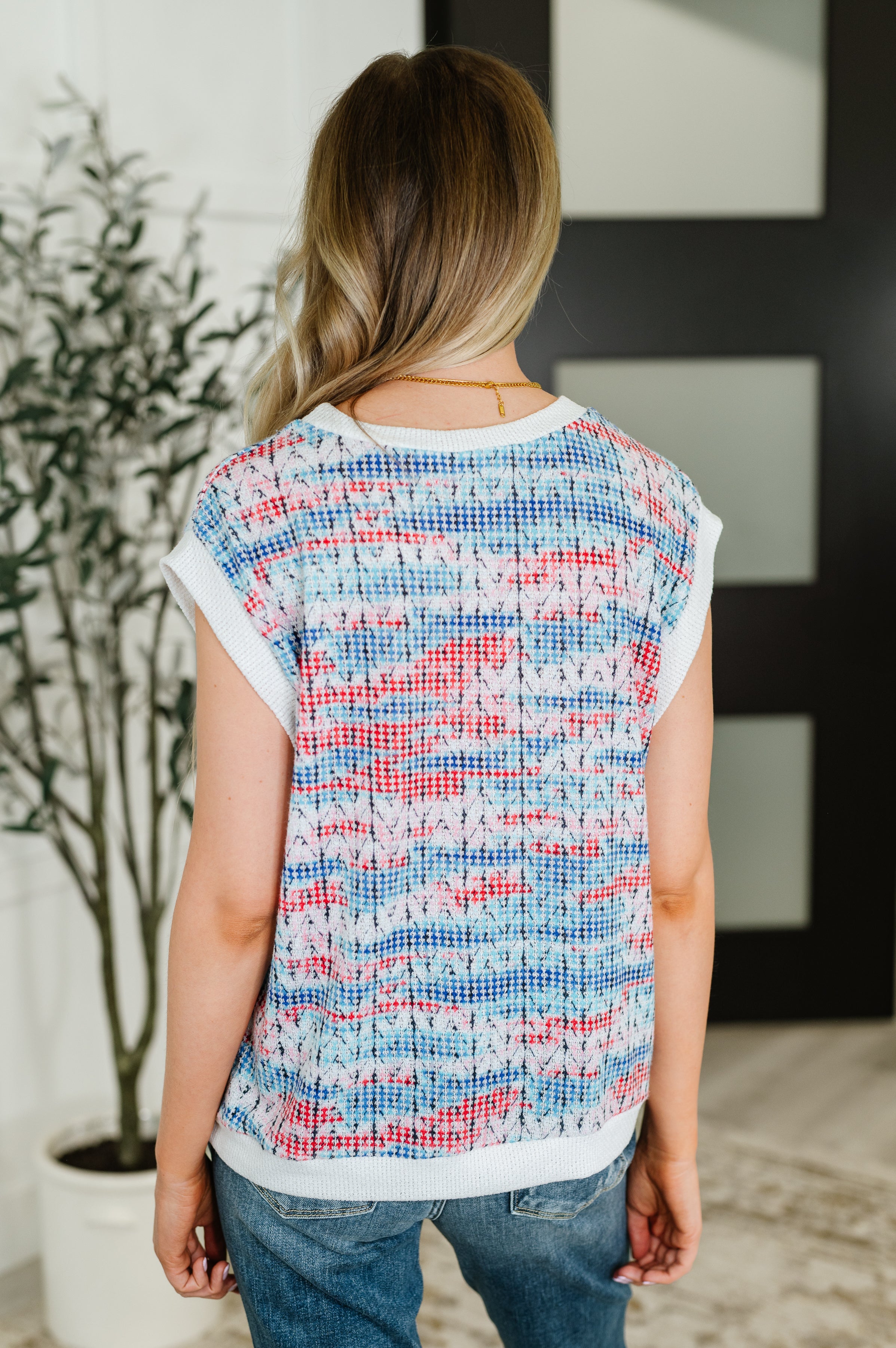 Blurred Beauty Textured Knit Top • Blue