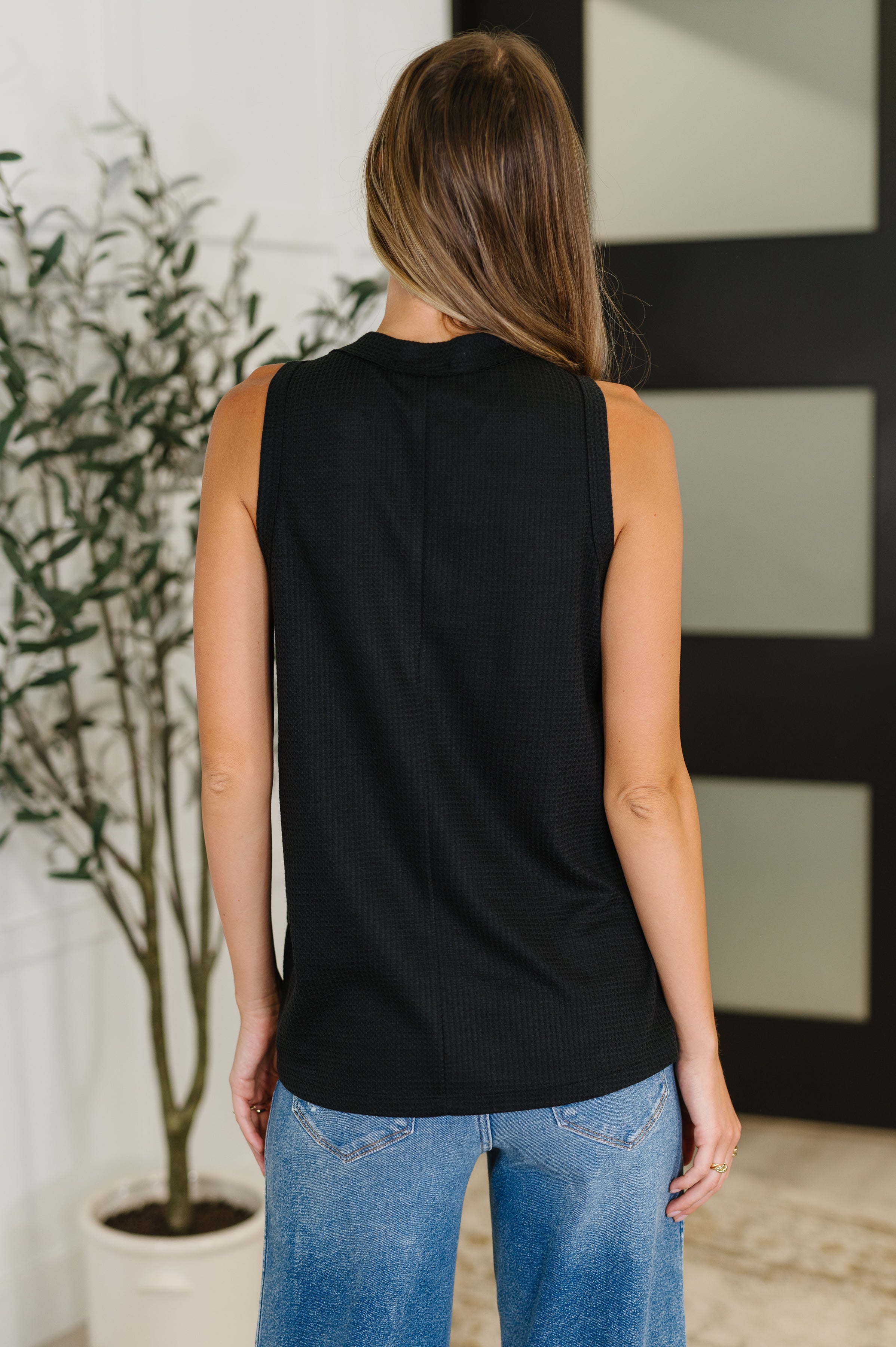 Buttoned Up Buttercup Sleeveless Top • Black