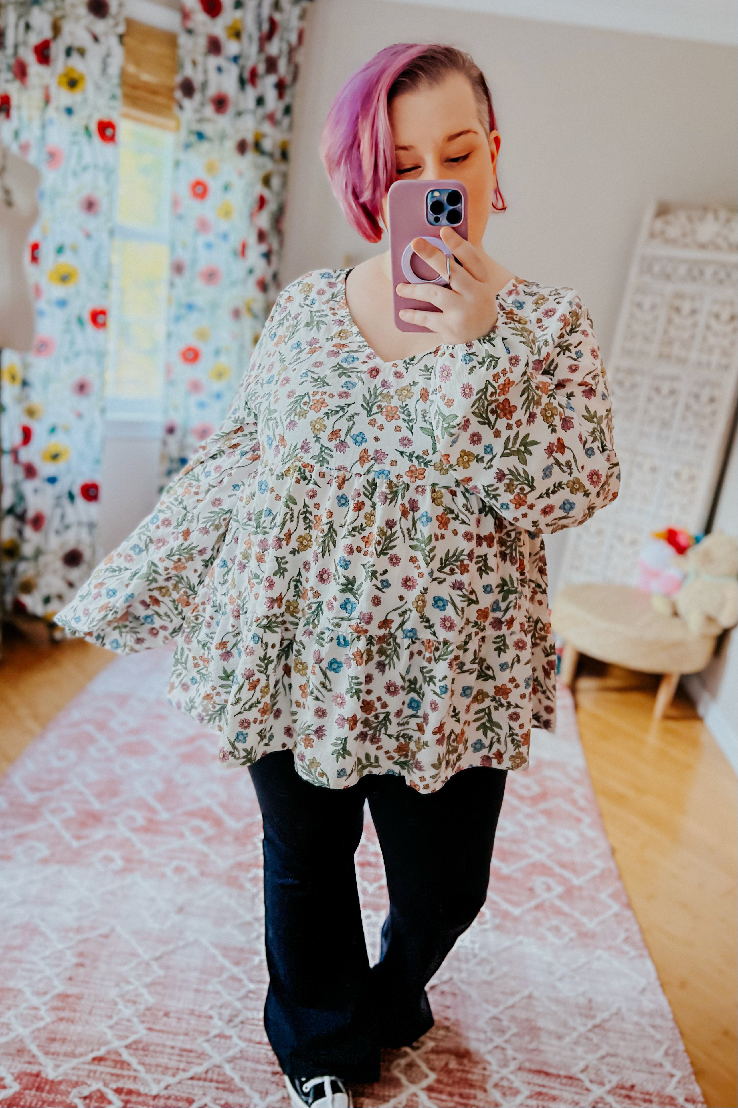 I Think I Can V-Neck Floral Top