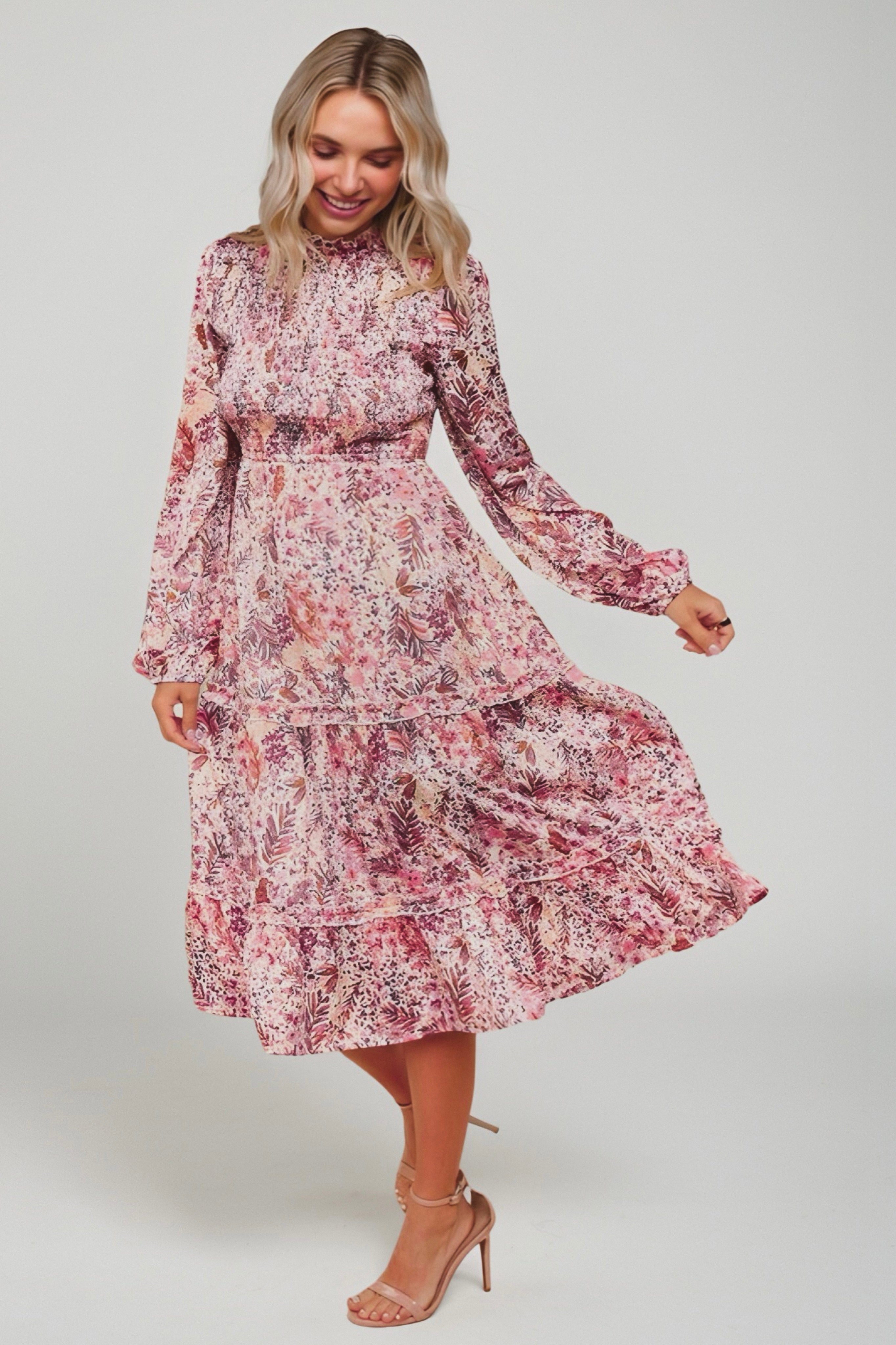 Bloom and Twirl Satin Floral Dress