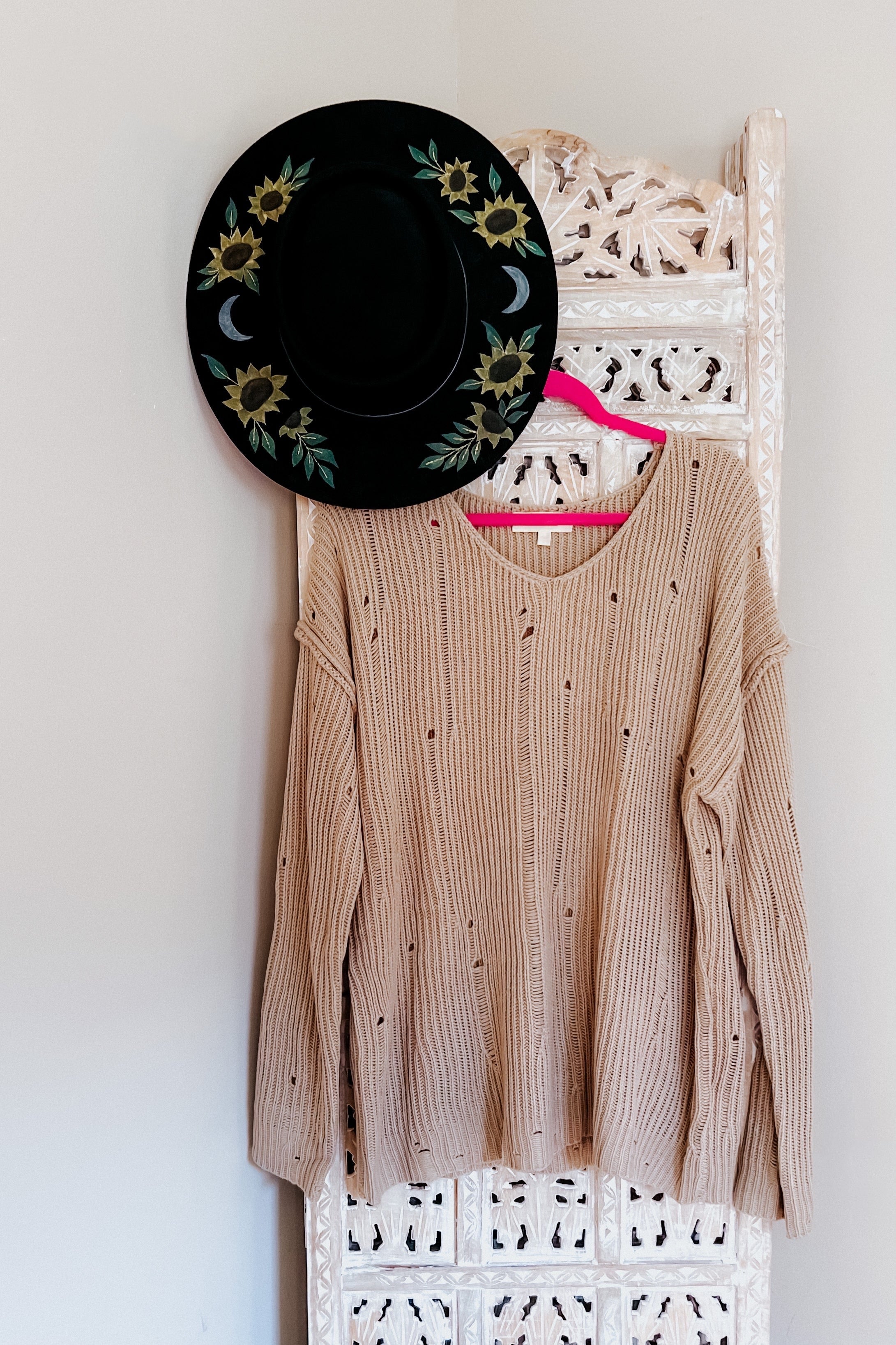 Comfy Day Distressed V Neck Sweater