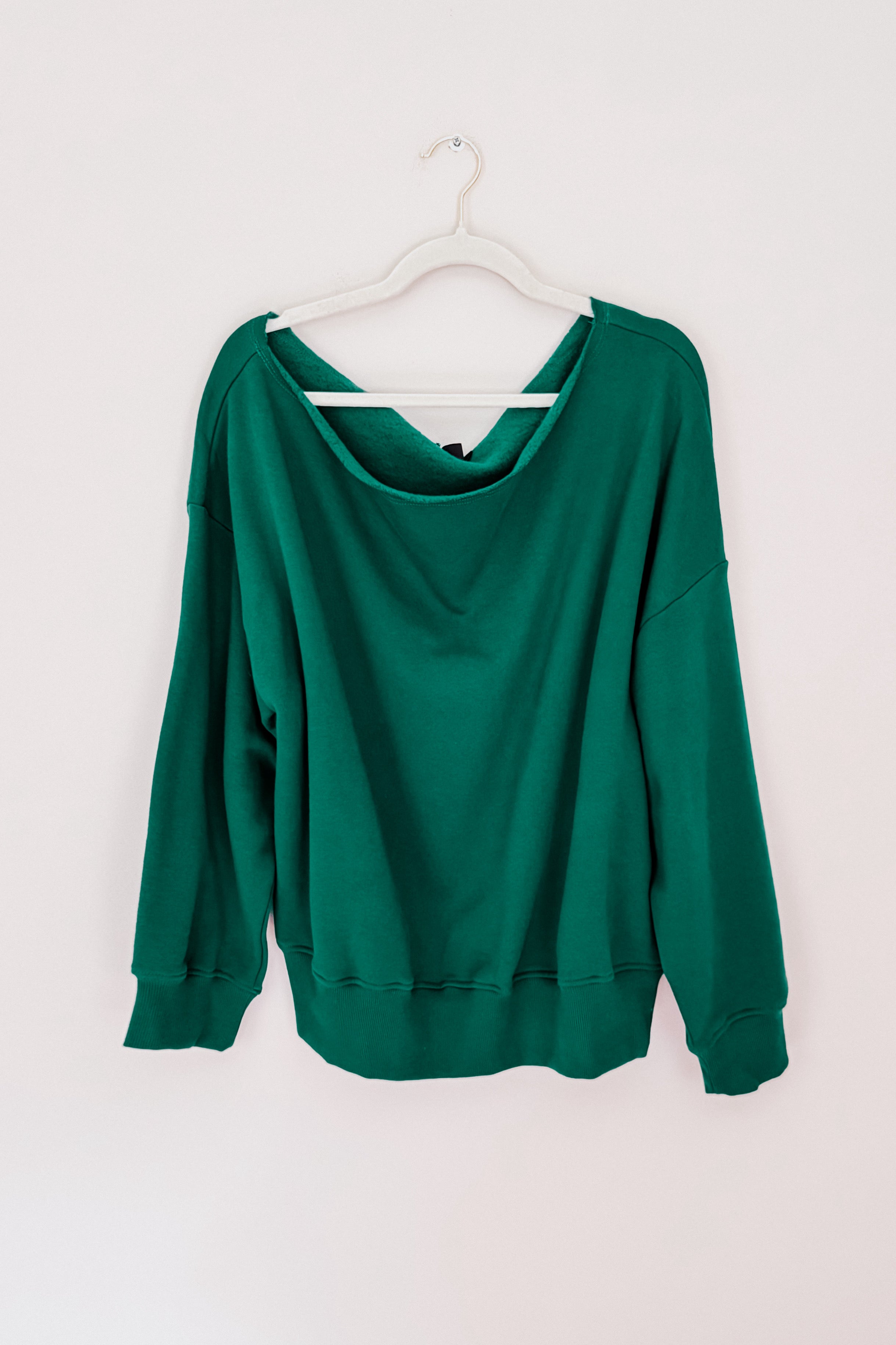 Side Hustle Off Shoulder Long Sleeve Top • Hunter Green