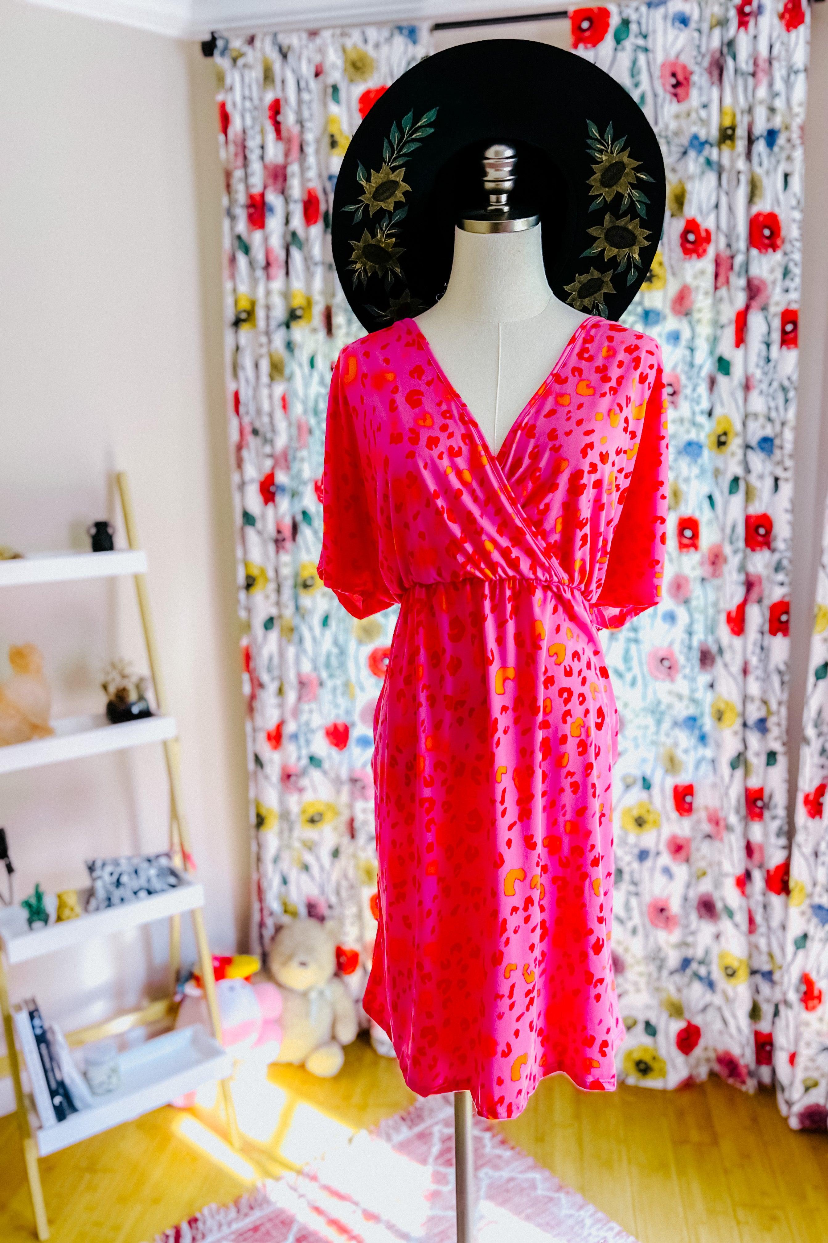Love High Surplice V Neck Dress - Atomic Wildflower