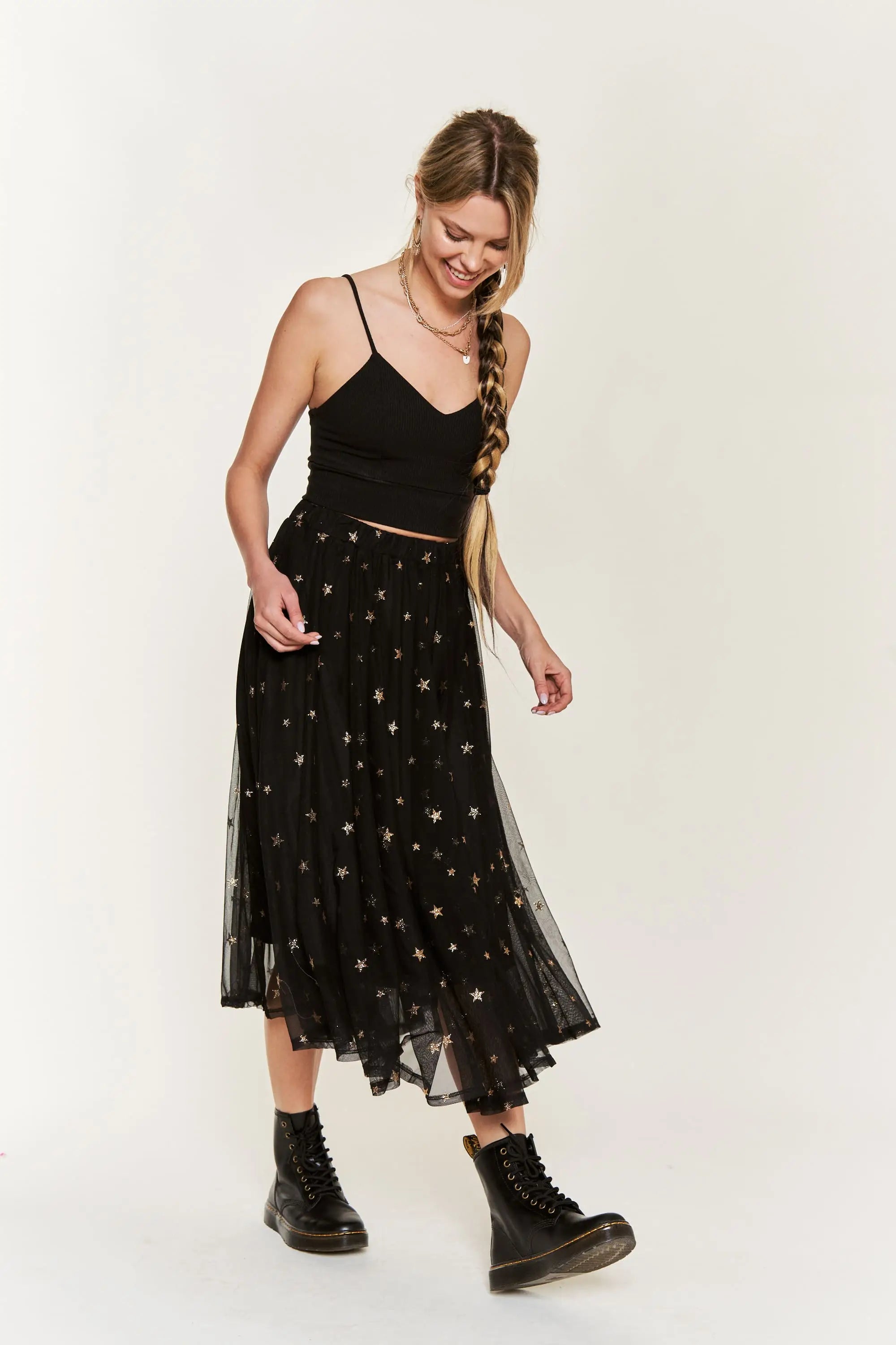 Star Crossed Chiffon Midi Skirt - Atomic Wildflower
