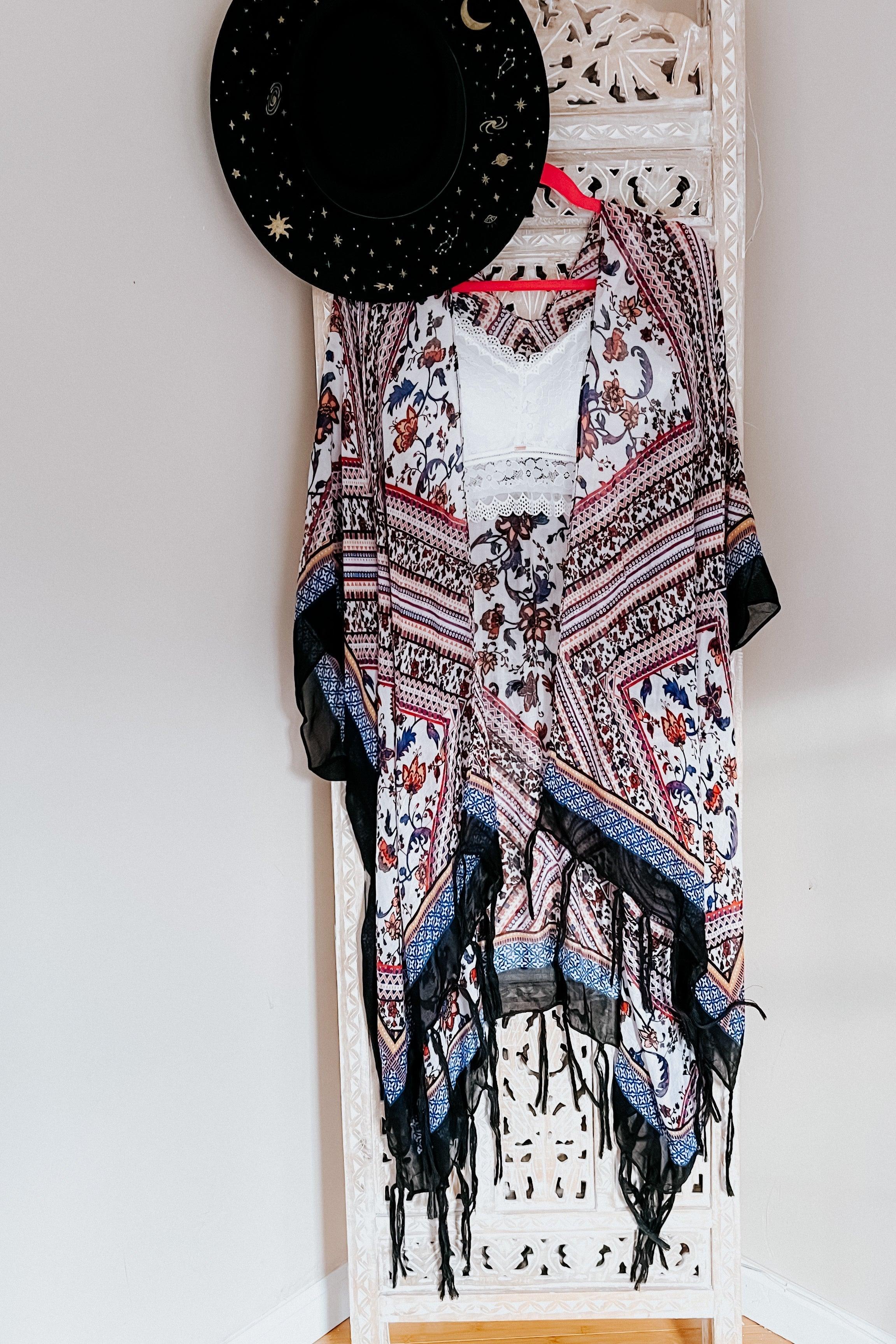 Delia Bohemian Diamond Tassel Kimono Layering Piece • Purple - Atomic Wildflower