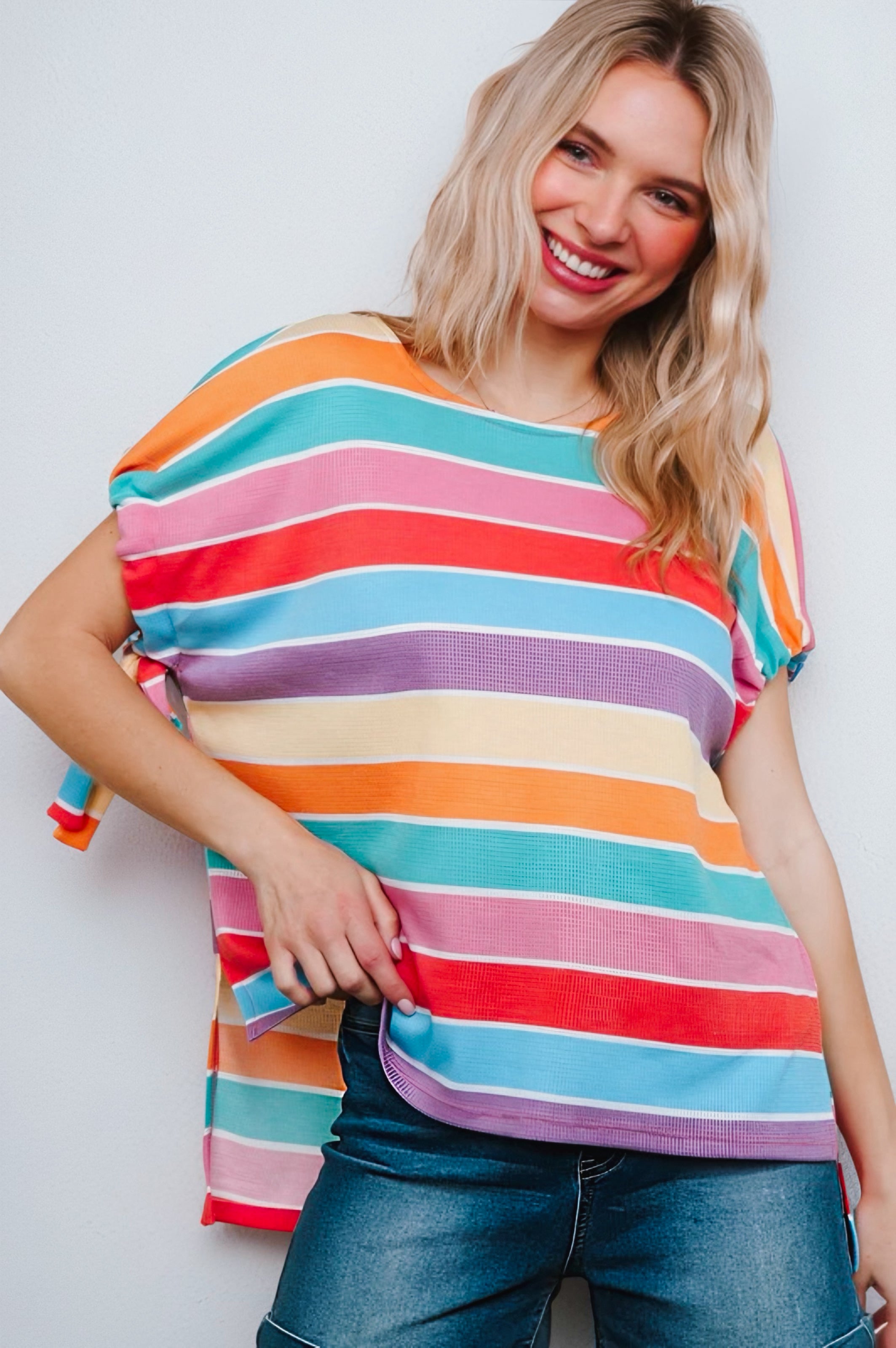Have Your Heart Striped Dolman Sleeve Top