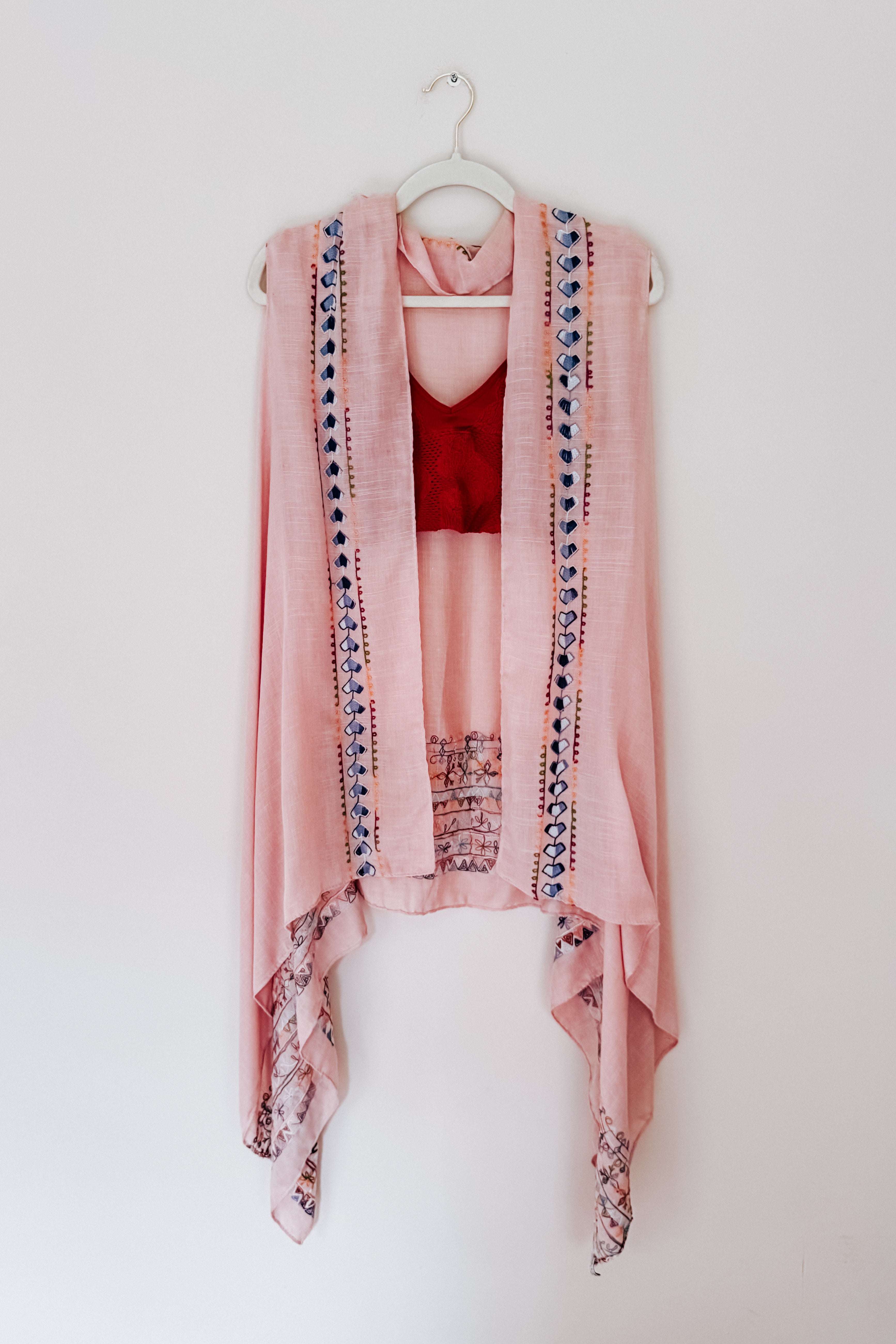 Aria Embroidered Sleeveless Duster • Blush