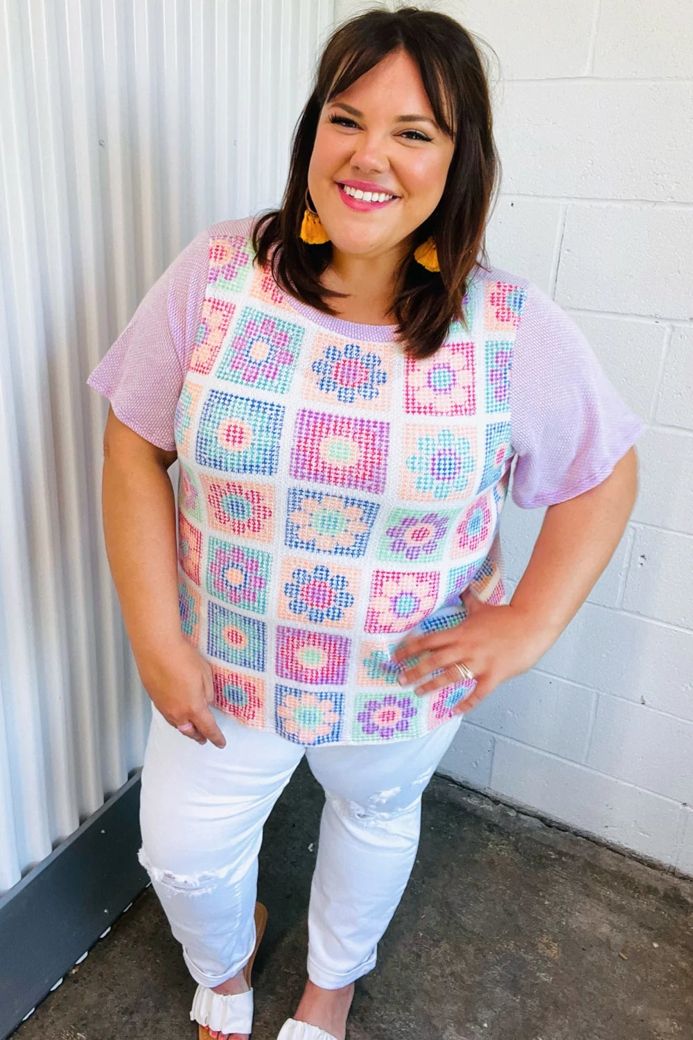 Sophie Flower Power Color Block Top - Atomic Wildflower