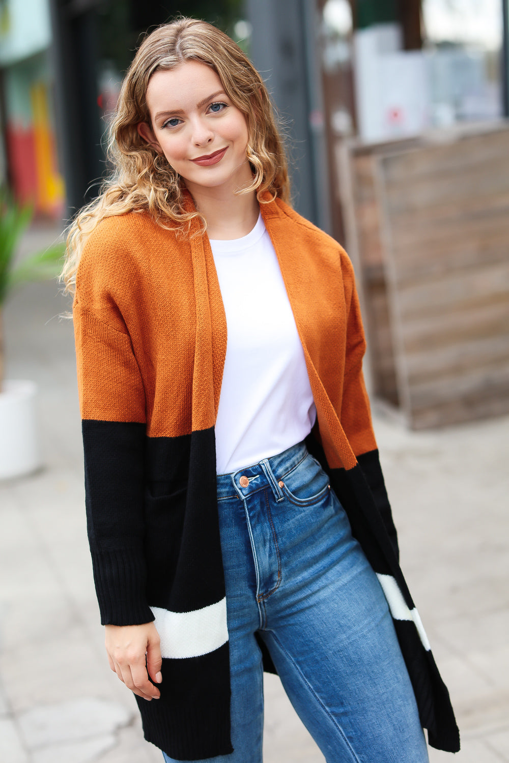 Layer Me Up Color Block Knit Open Cardigan