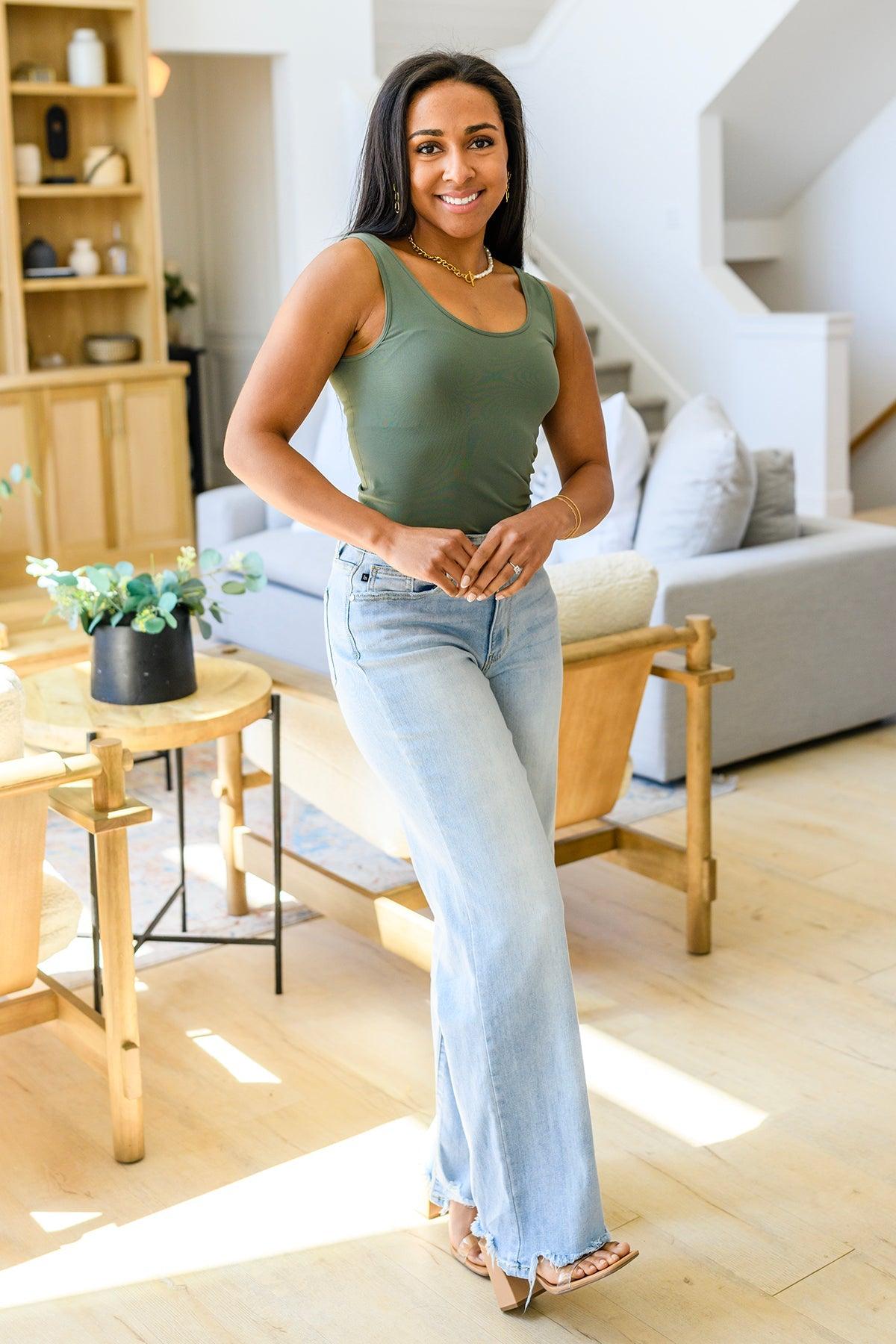 Carefree Seamless Reversible Tank • Olive - Atomic Wildflower