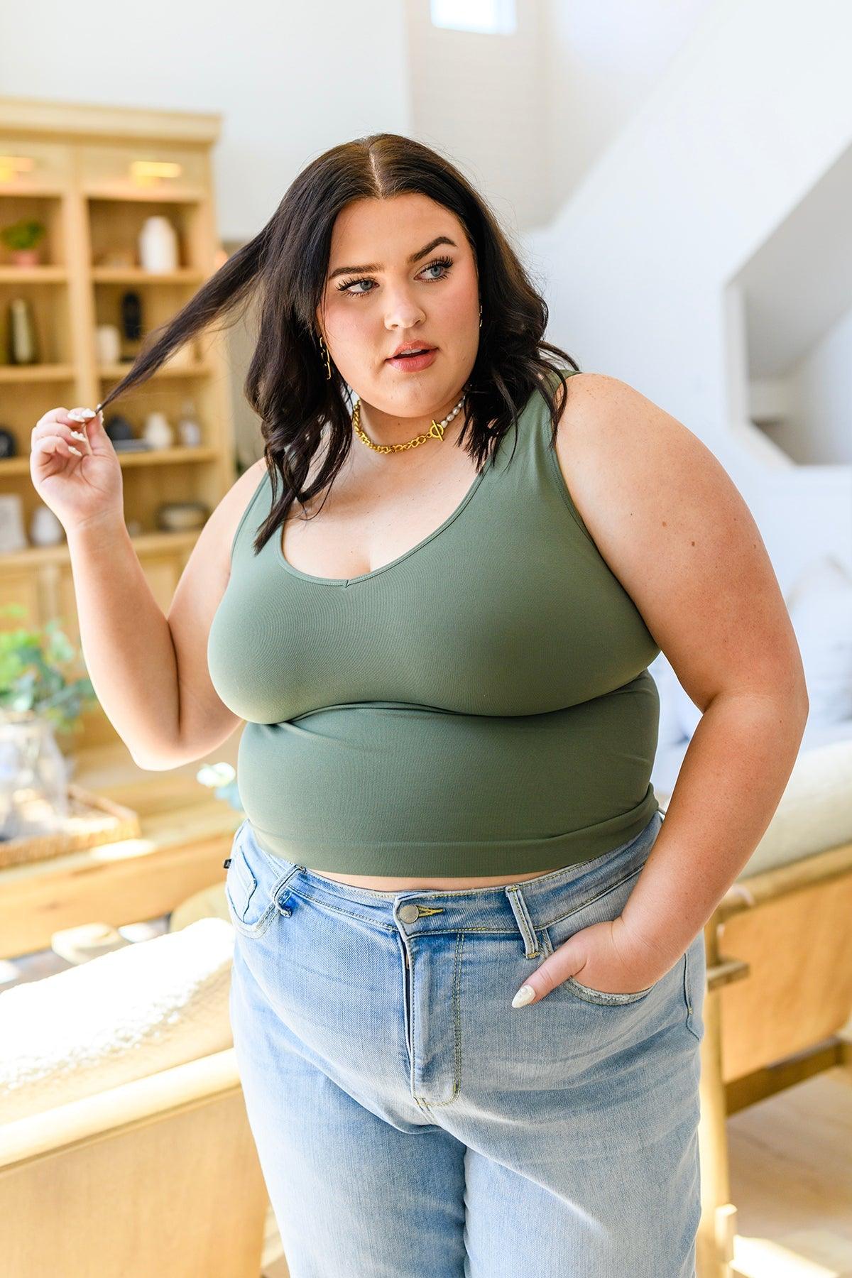 Carefree Seamless Reversible Tank • Olive - Atomic Wildflower