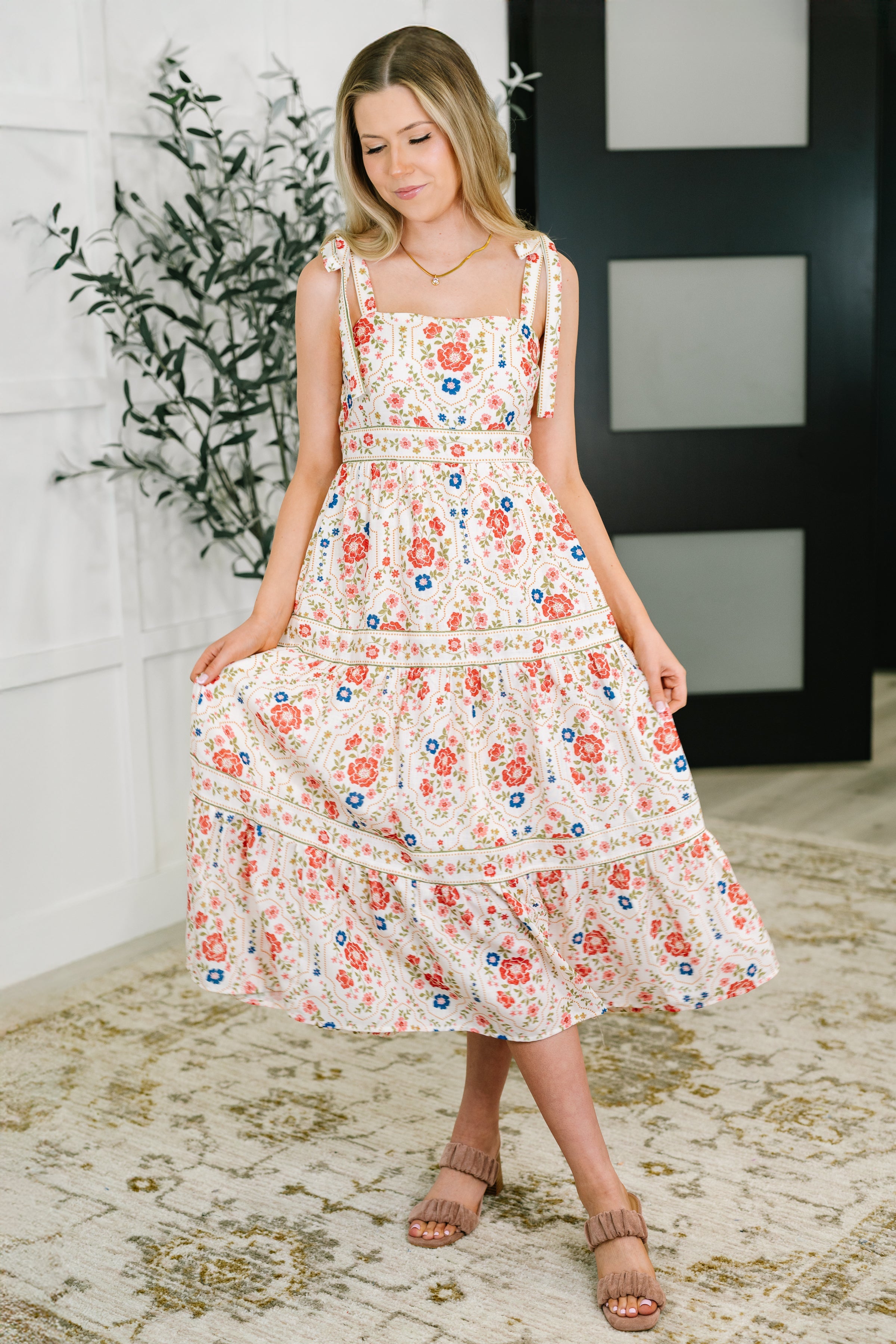 Country Crush Adjustable Strap Dress • Cream