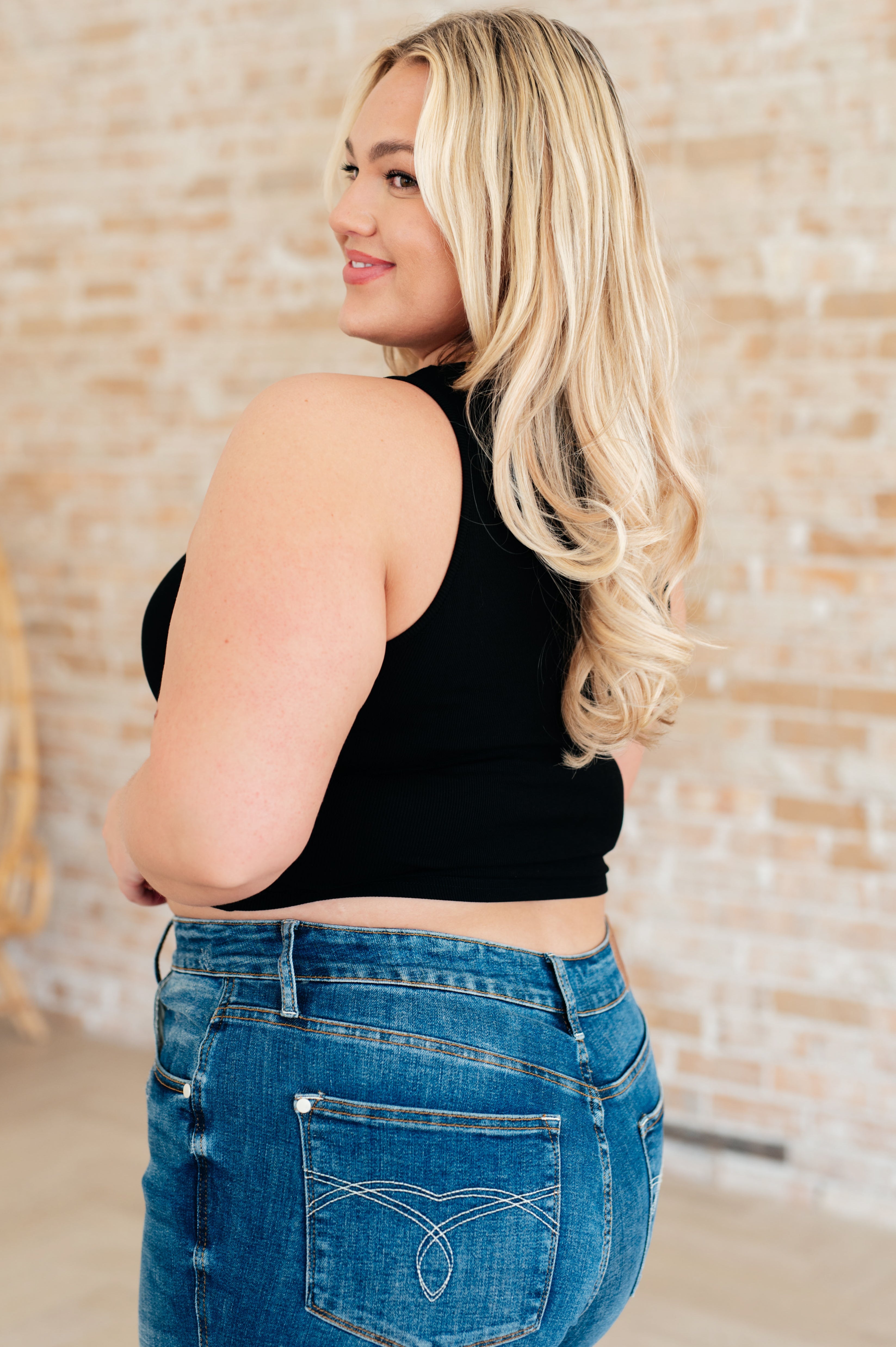 Cream of the Crop Rib Knit Tank Top • Black
