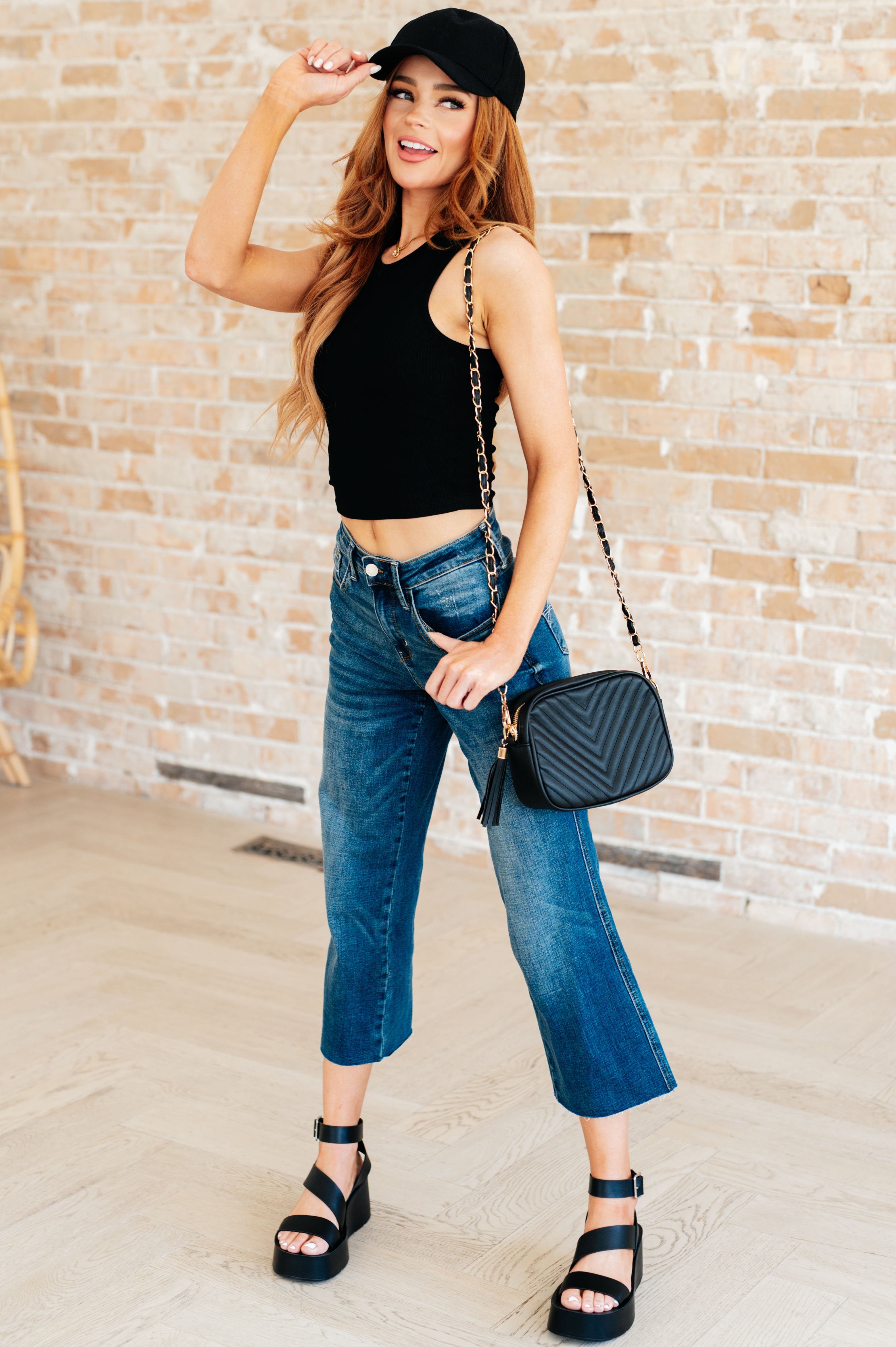 Cream of the Crop Rib Knit Tank Top • Black