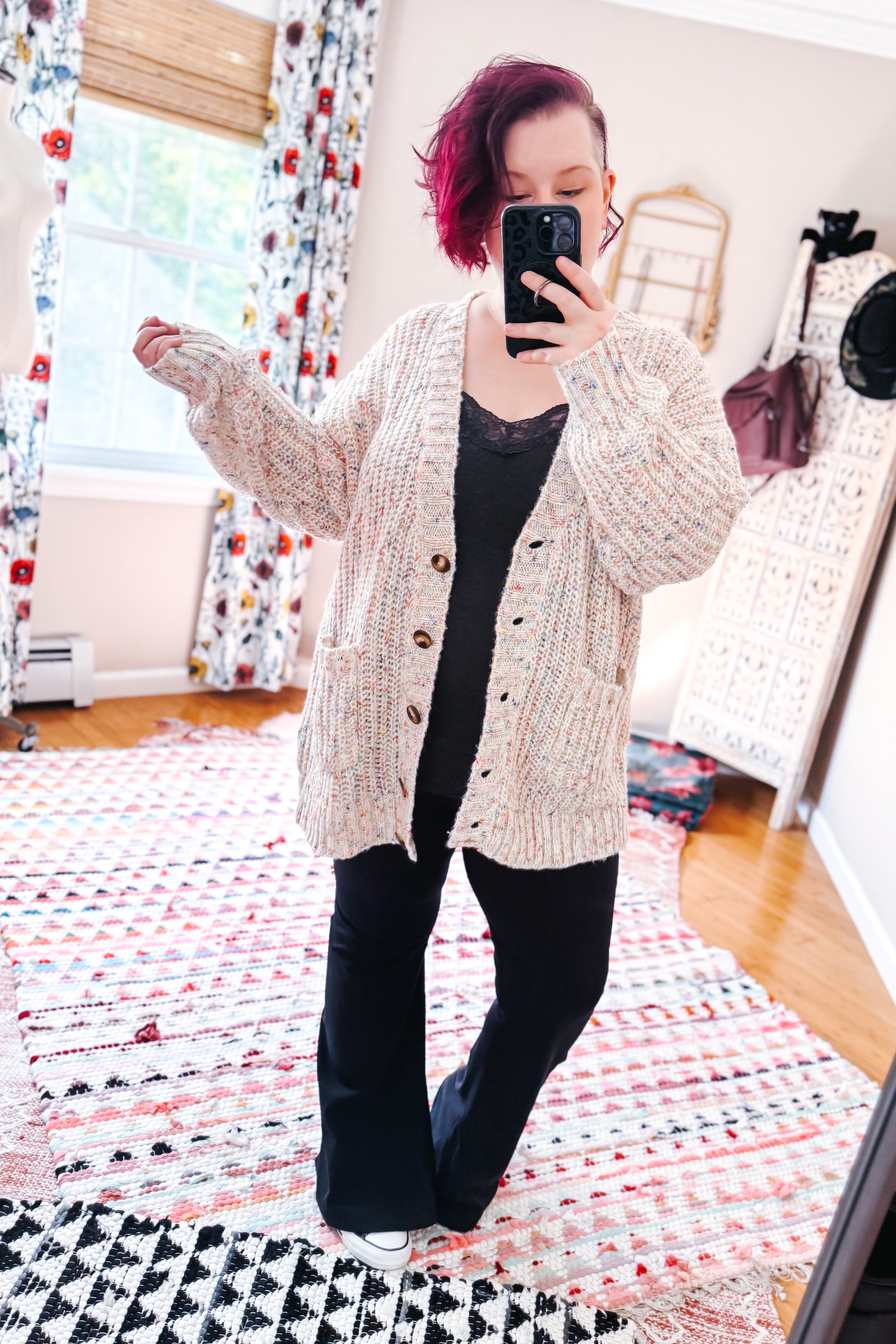 Cozy in Confetti Pocketed Button Cardigan