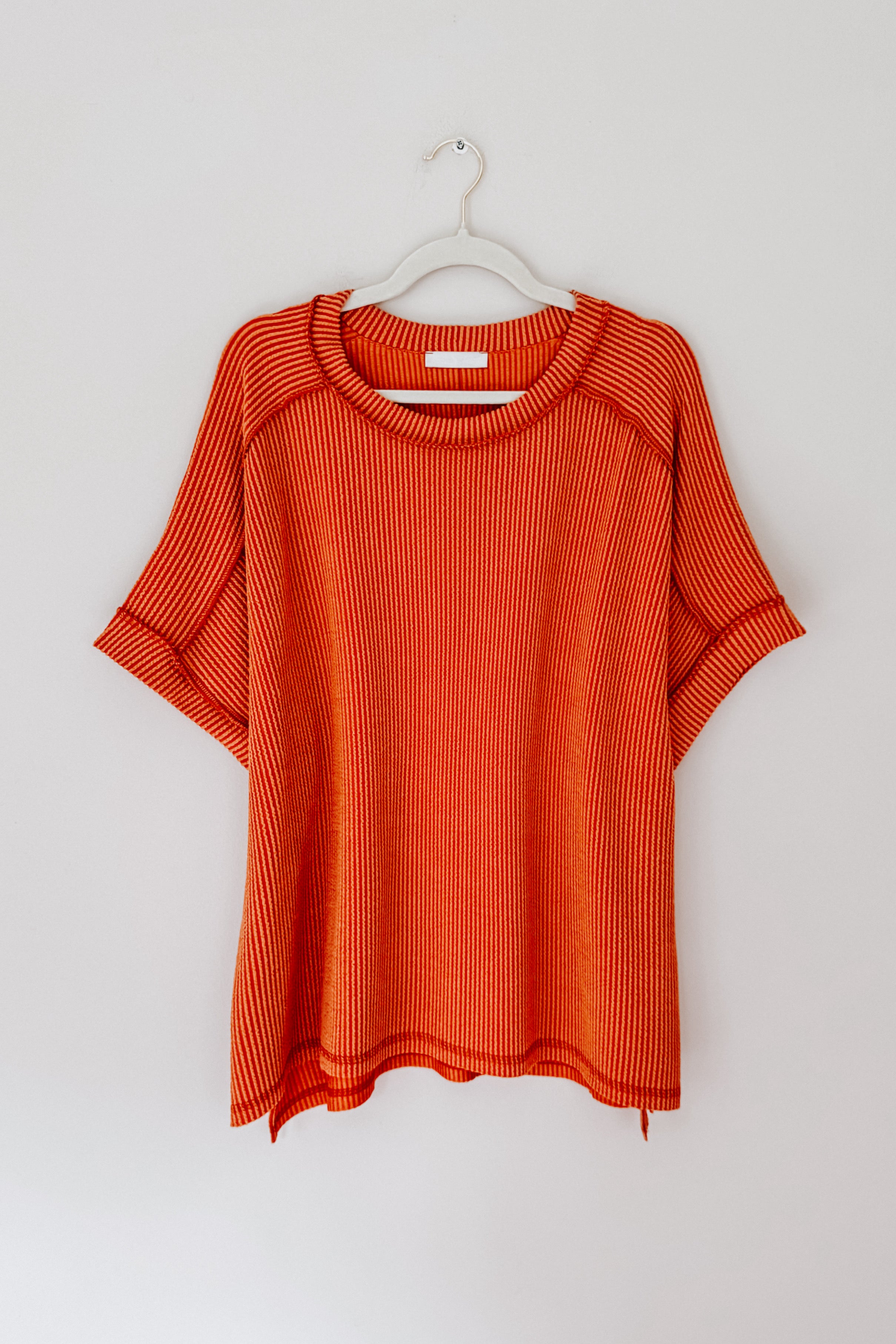Catch Me Loungin’ Cable Ribbed Knit Top • Burnt Orange