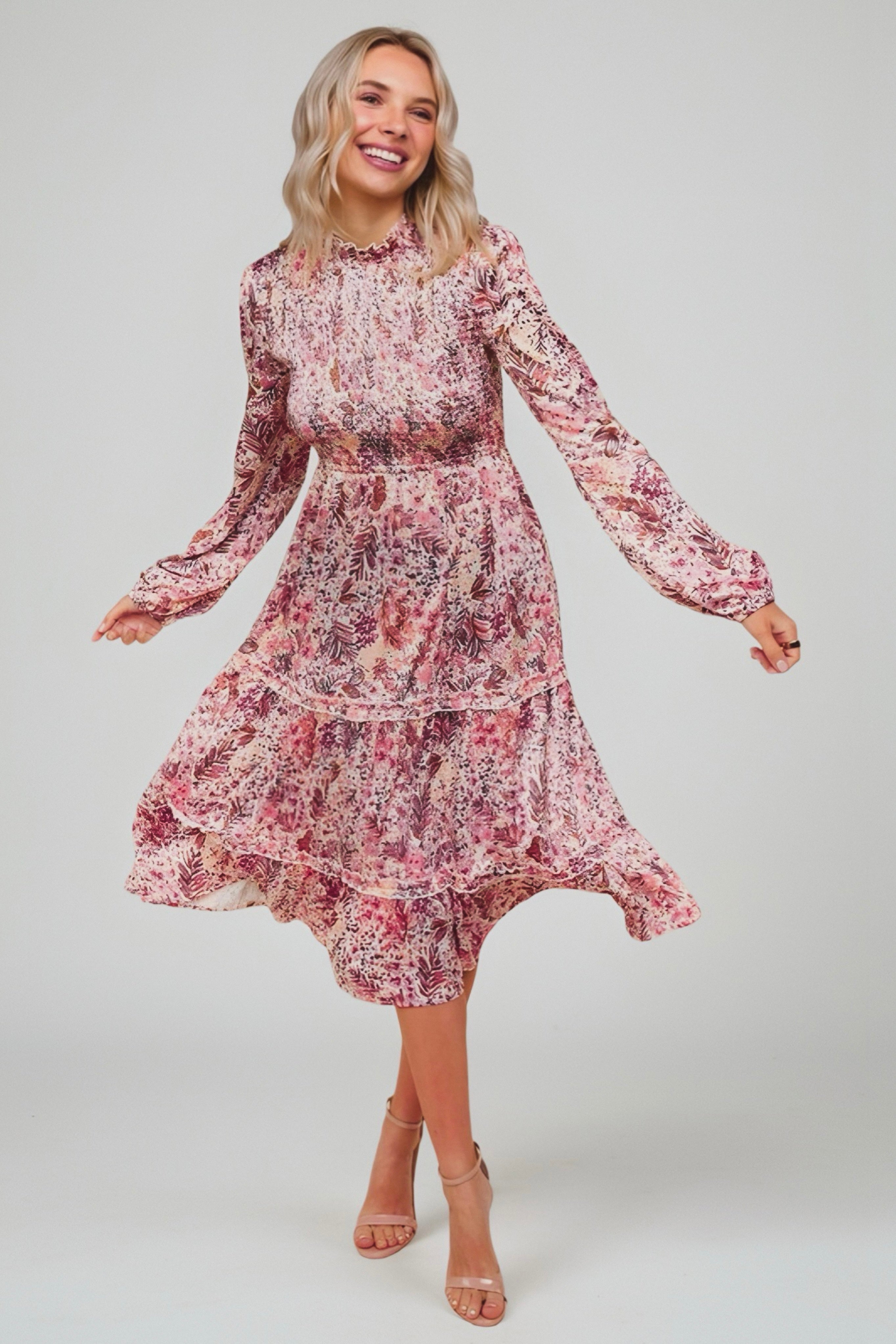 Bloom and Twirl Satin Floral Dress